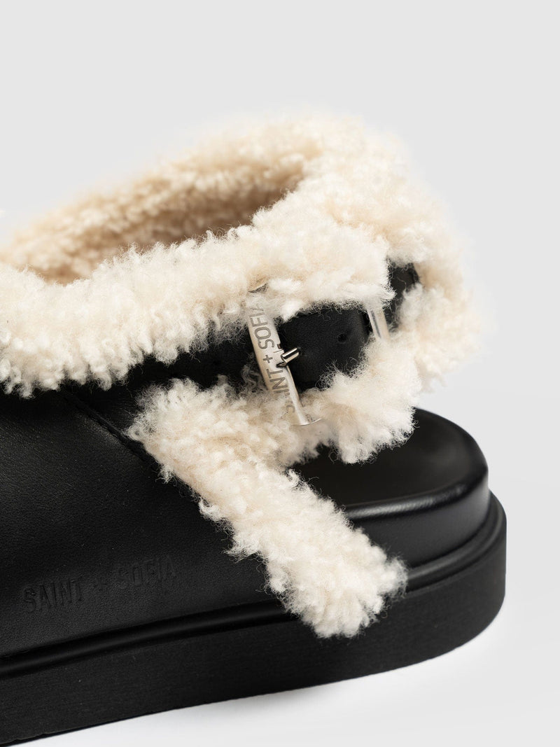 Isla Shearling Sandal - Black