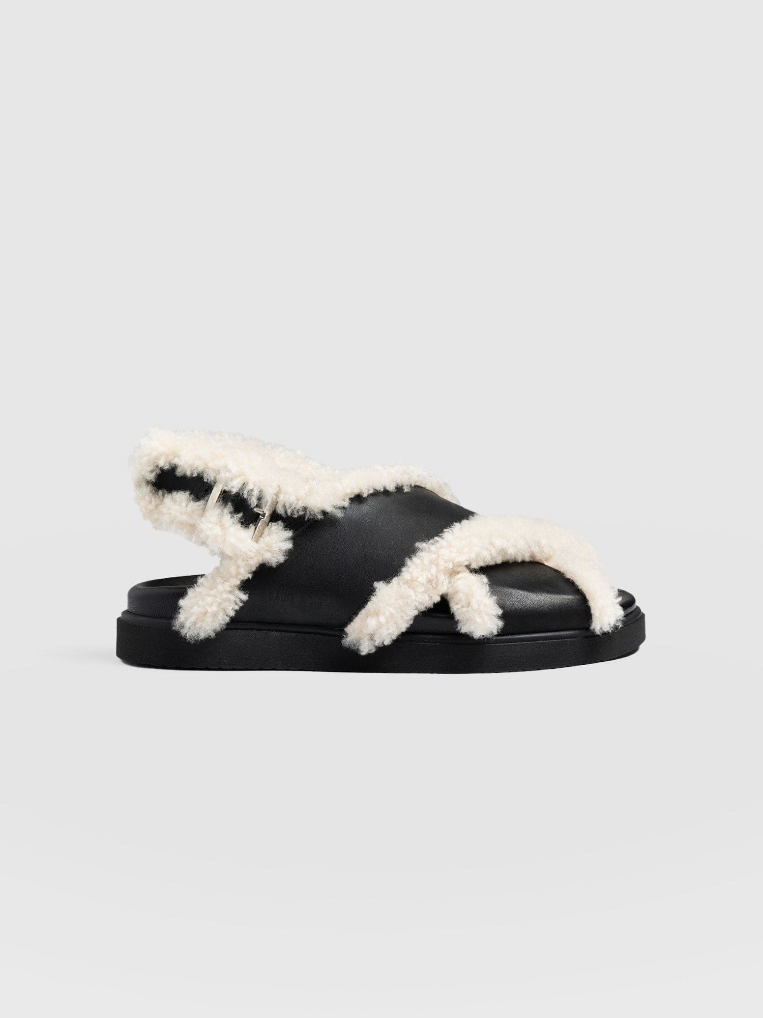 Isla Shearling Sandal - Black