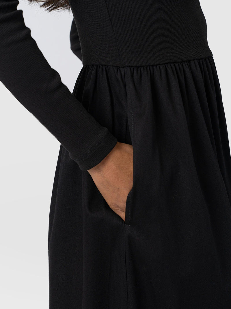 Ivy Full Skirt Dress - Black