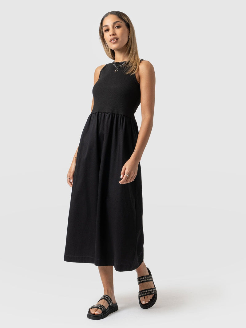 Ivy Full Skirt Sleeveless Dress - Black