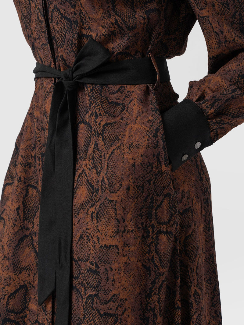 Jacqueline Shirt Dress - Brown Snake