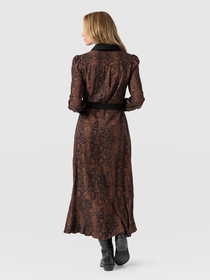 Jacqueline Shirt Dress - Brown Snake