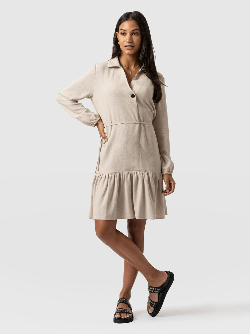 Aurelia Linen Mini Dress - Oatmeal