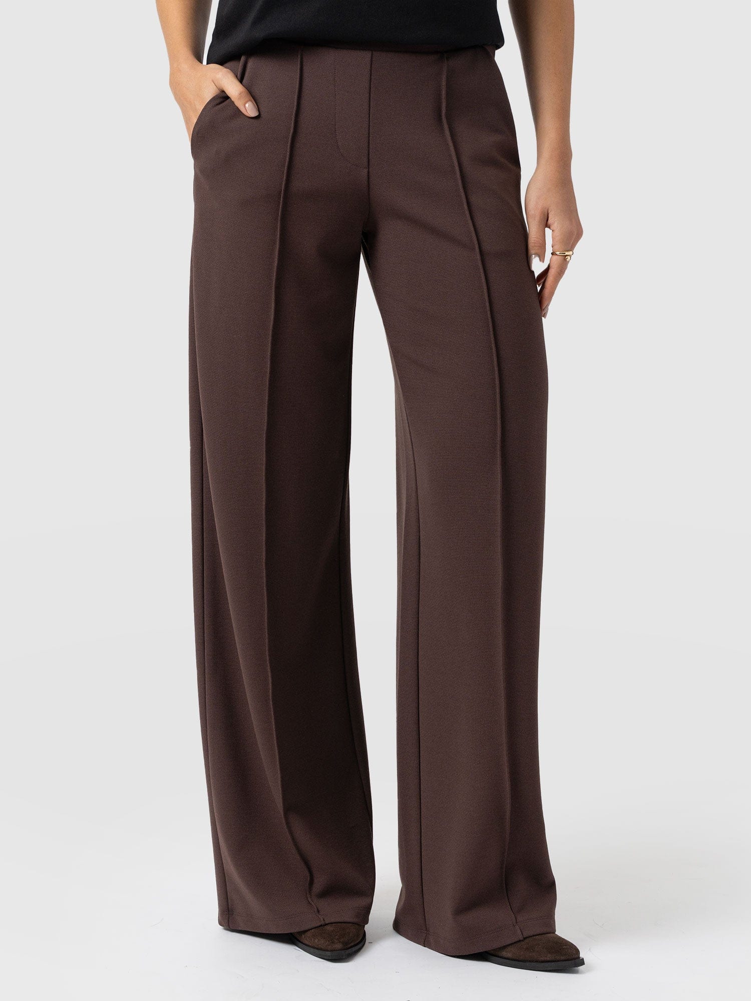 Keller Wide Leg Pant - Brown - Women's Trousers | Saint + Sofia® UK