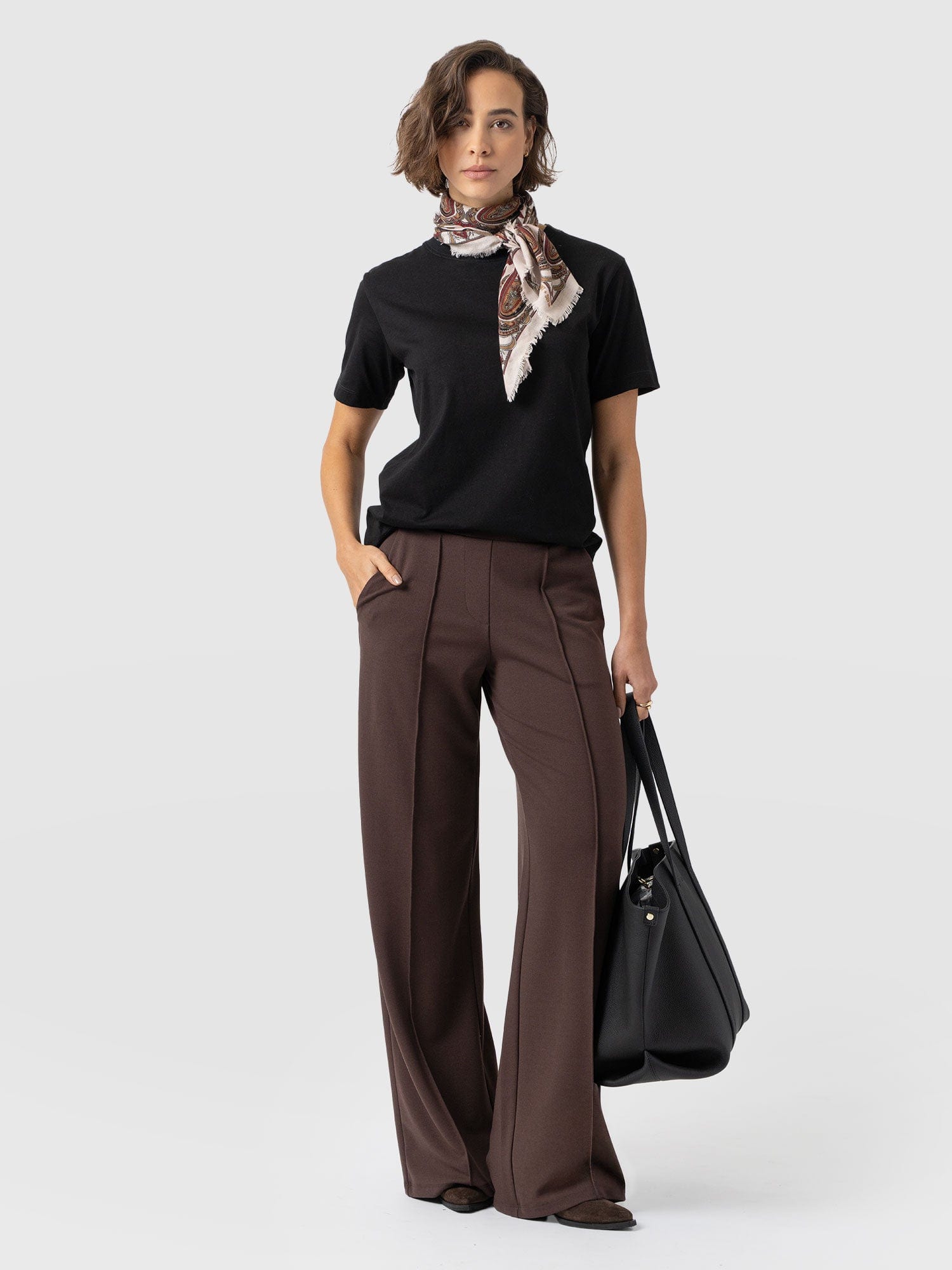 Keller Wide Leg Pant - Brown - Women's Trousers | Saint + Sofia® UK