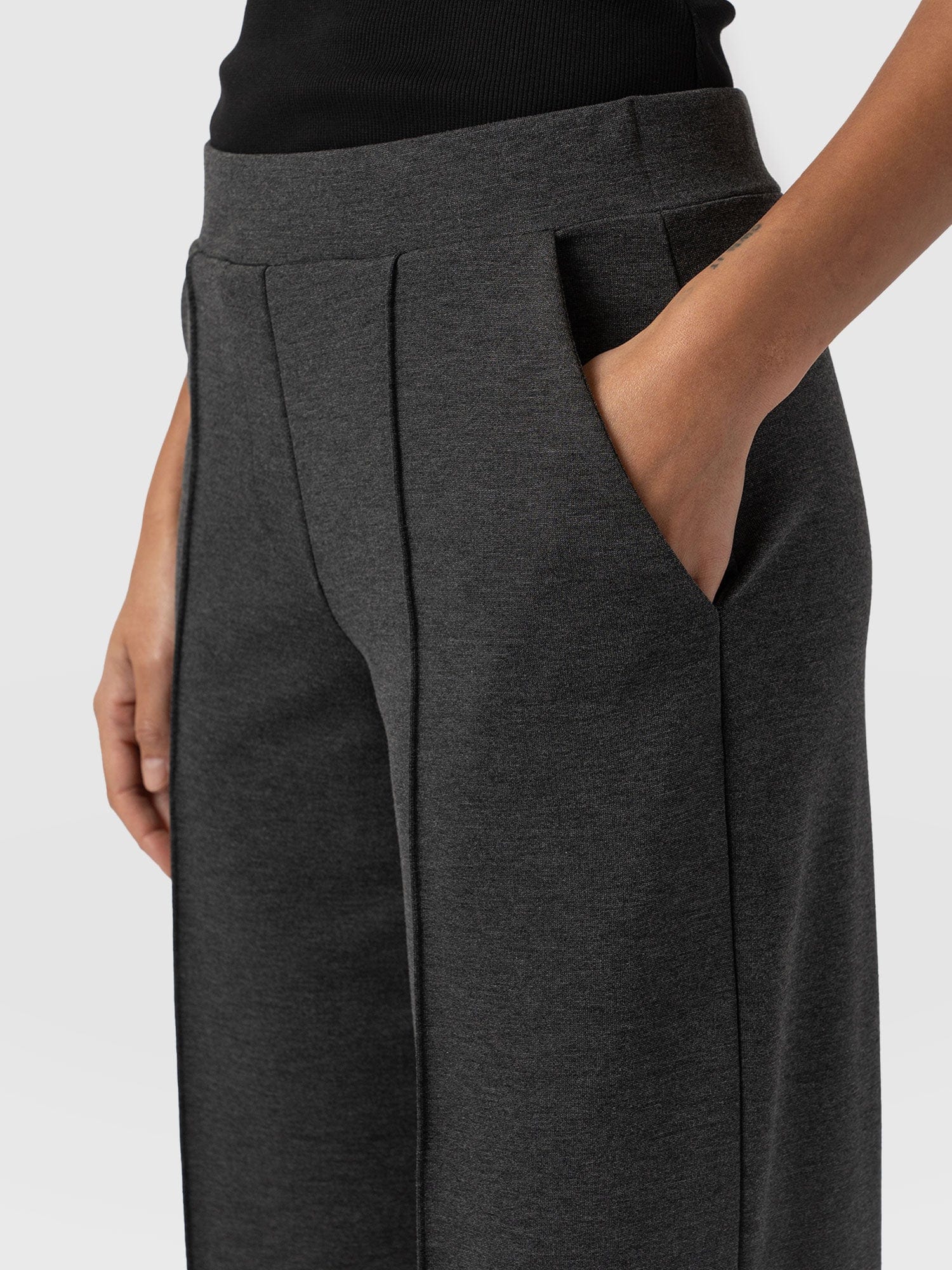 Keller Wide Leg Pant Charcoal - Women's Trousers | Saint + Sofia® UK