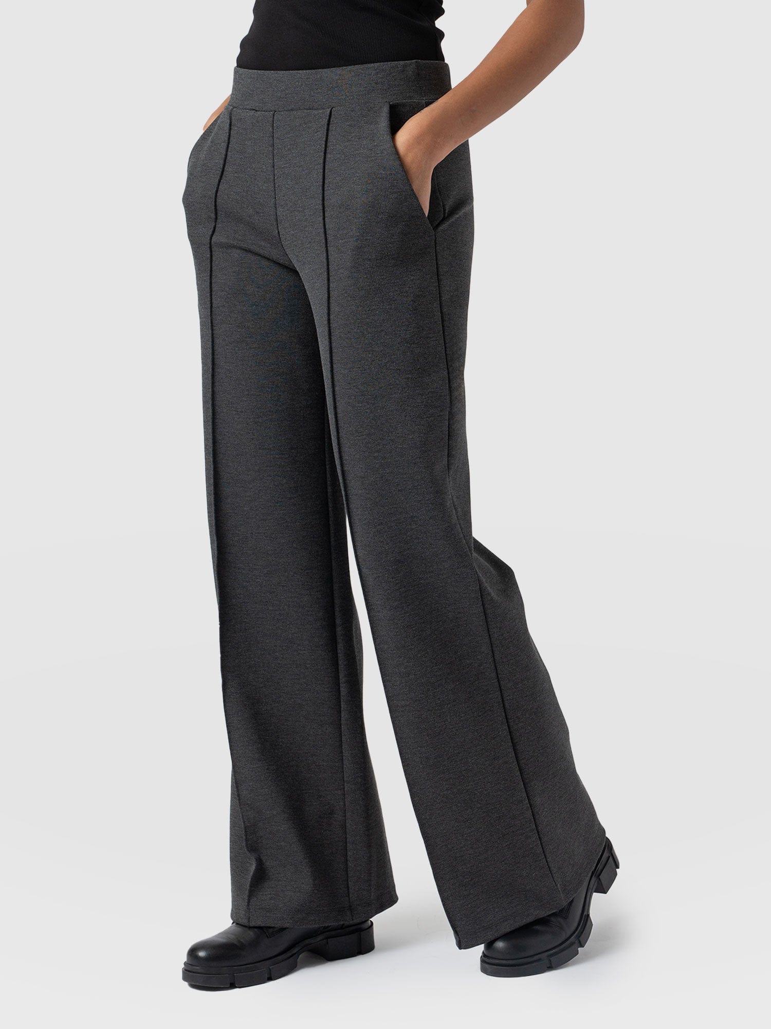 Keller Wide Leg Pant Charcoal - Women's Trousers | Saint + Sofia® UK
