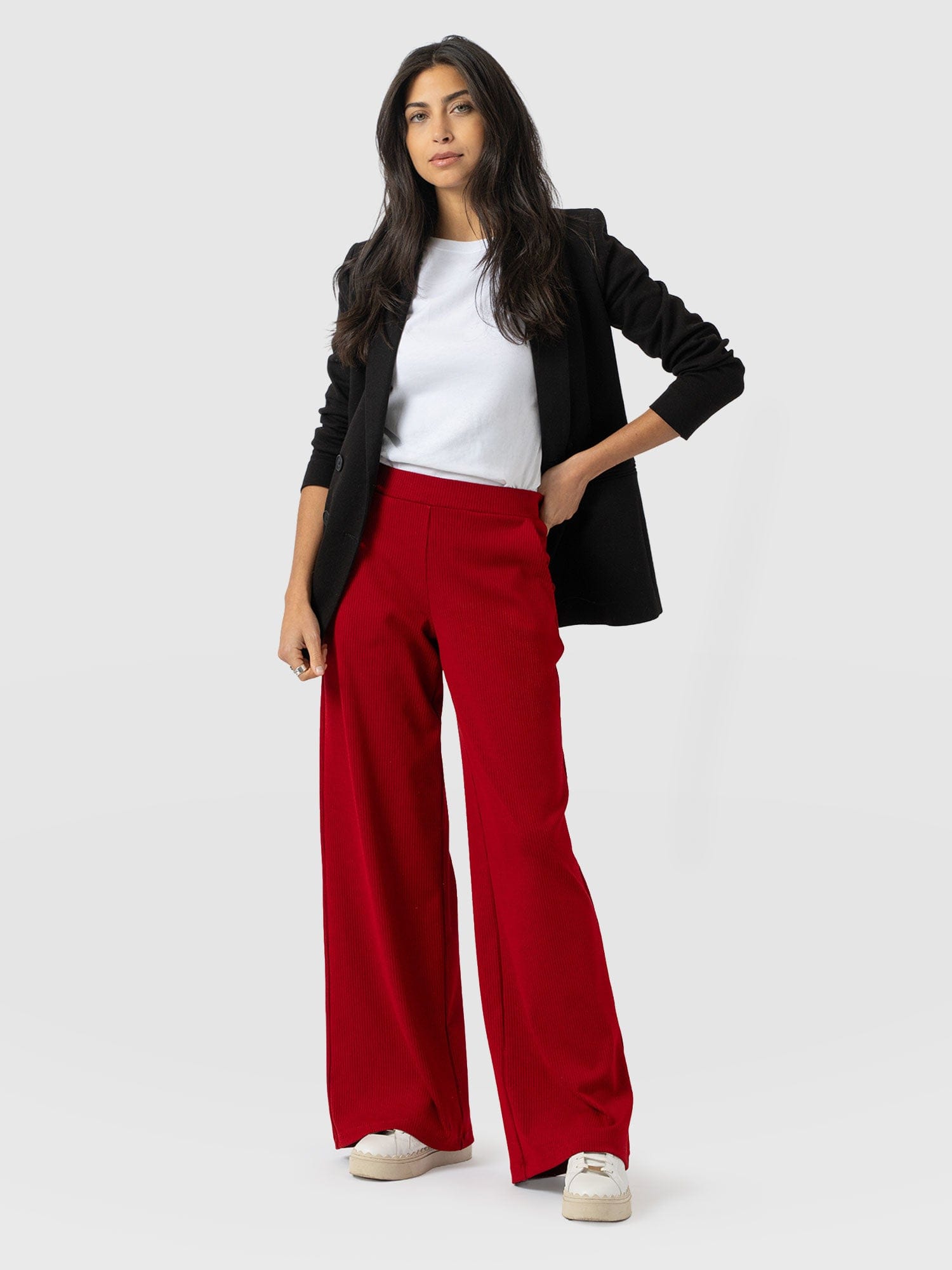 Keller Wide Leg Pant - Deep Red - Women's Trousers | Saint + Sofia® UK