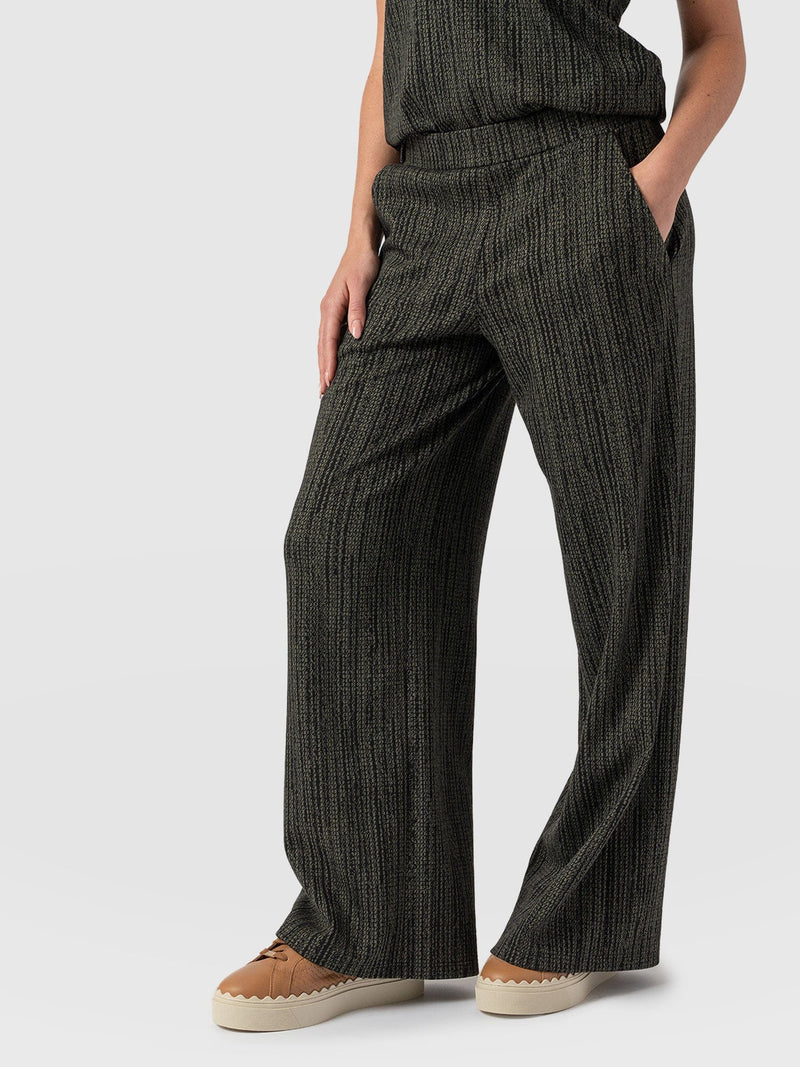 Keller Wide Leg Pant - Green Pixel