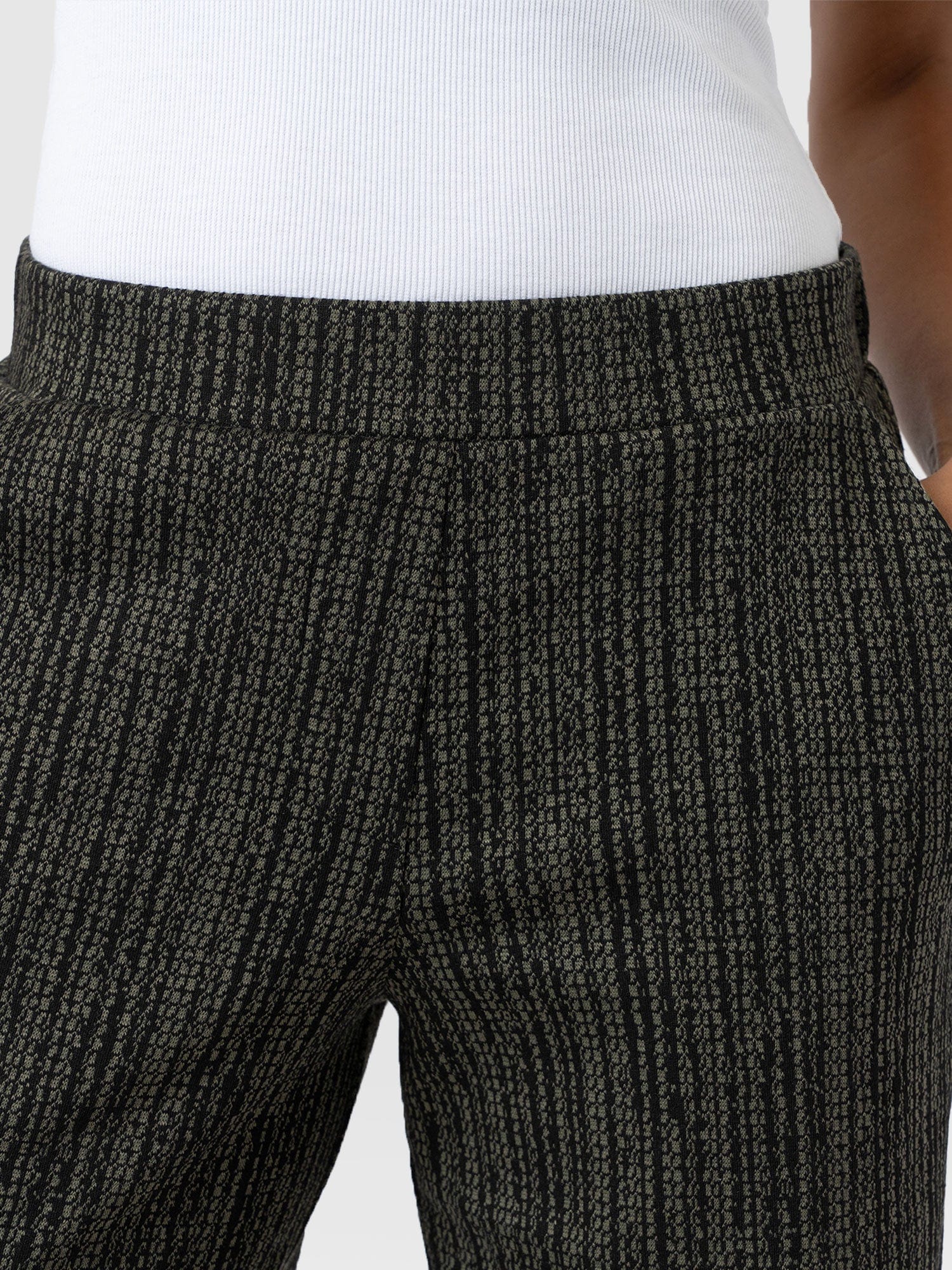 Keller Wide Leg Pant Green Texture - Women's Trousers | Saint + Sofia® UK