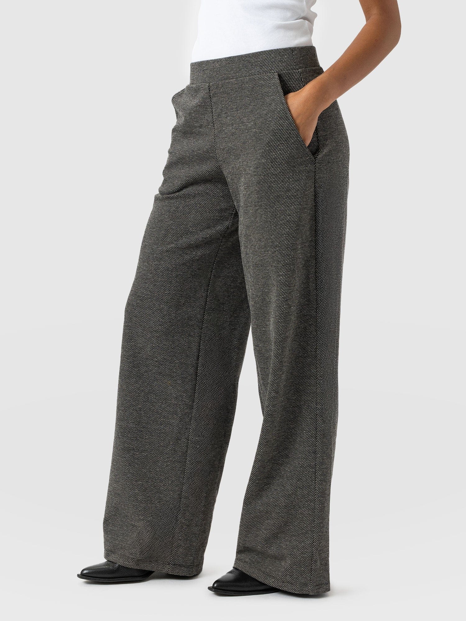 Keller Wide Leg Pant - Grey Twill - Women's Trouserss | Saint + Sofia® UK
