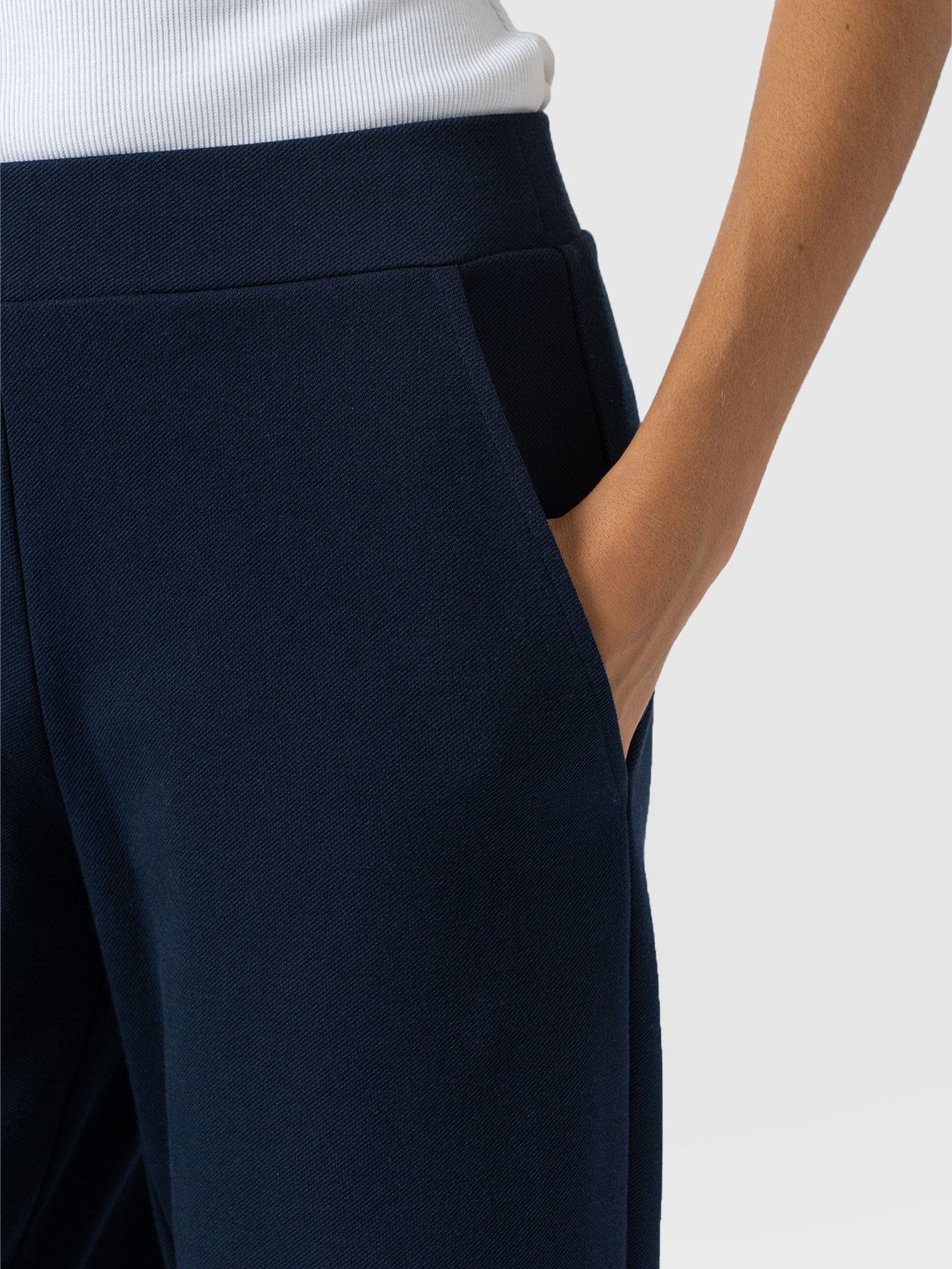 Keller Wide Leg Pant - Navy Twill-Regular - Women's Trouserss | Saint + Sofia® UK