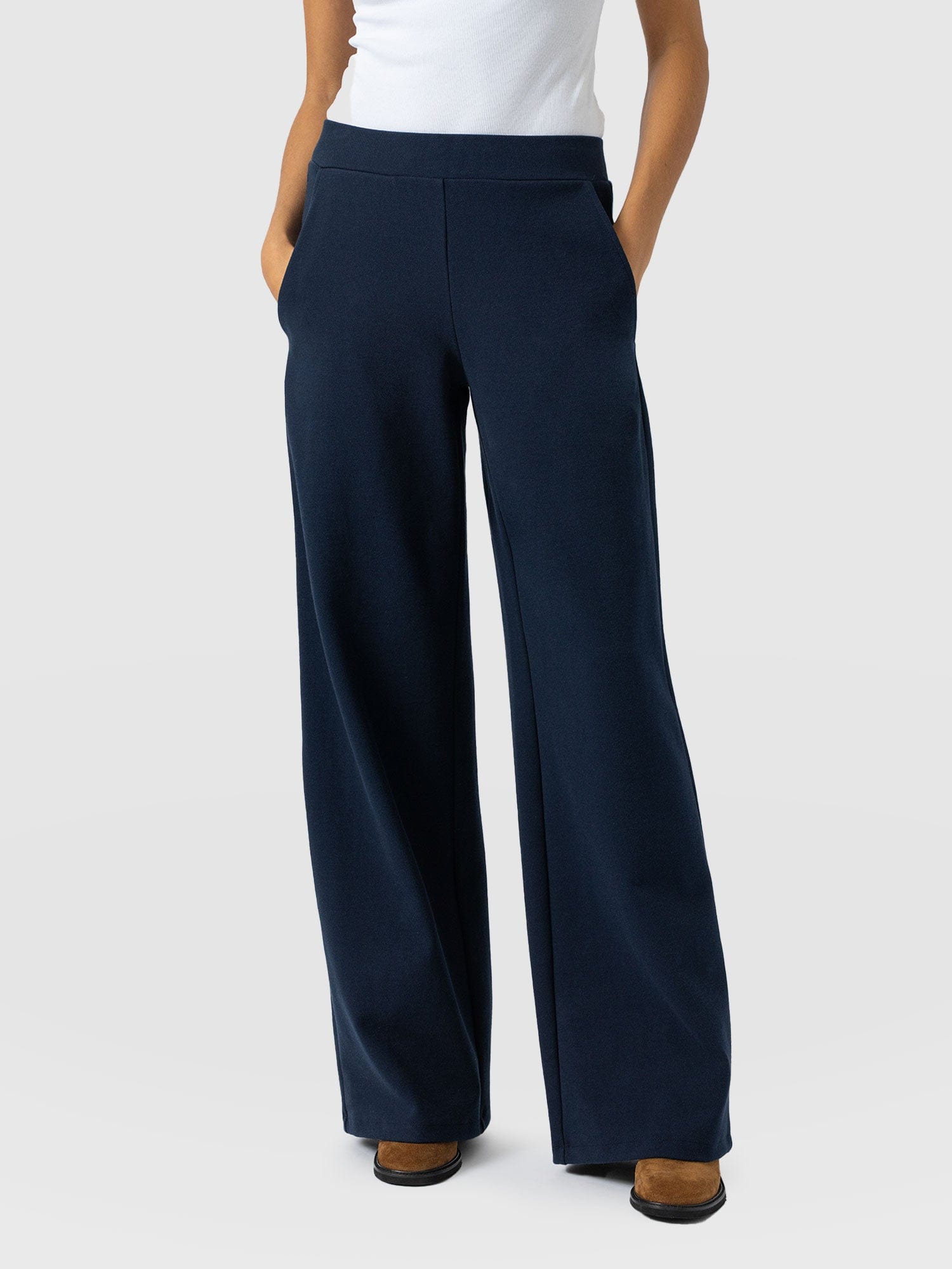 Keller Wide Leg Pant - Navy Twill-Regular - Women's Trouserss | Saint + Sofia® UK