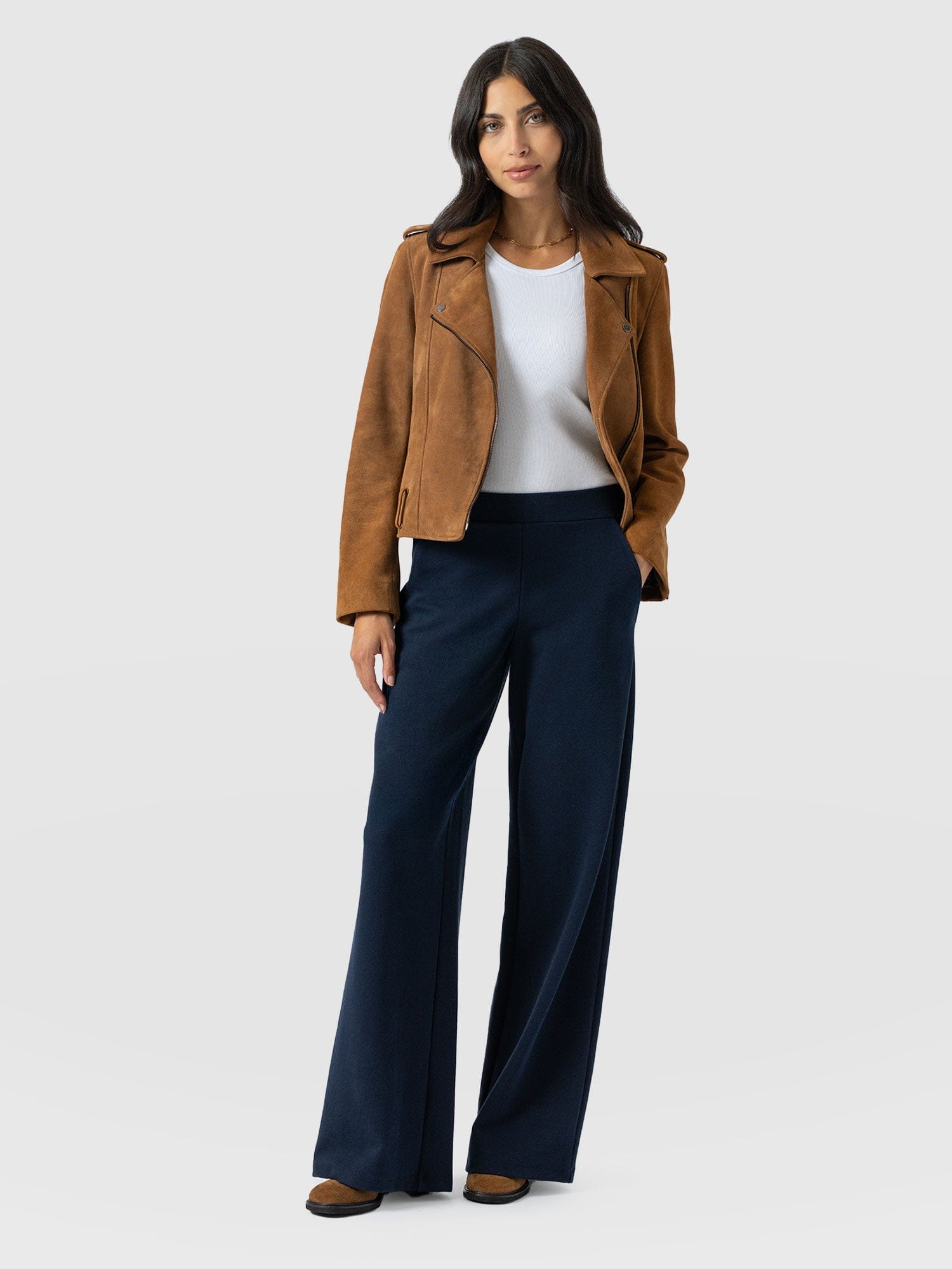 Keller Wide Leg Pant - Navy Twill-Regular - Women's Trouserss | Saint + Sofia® UK