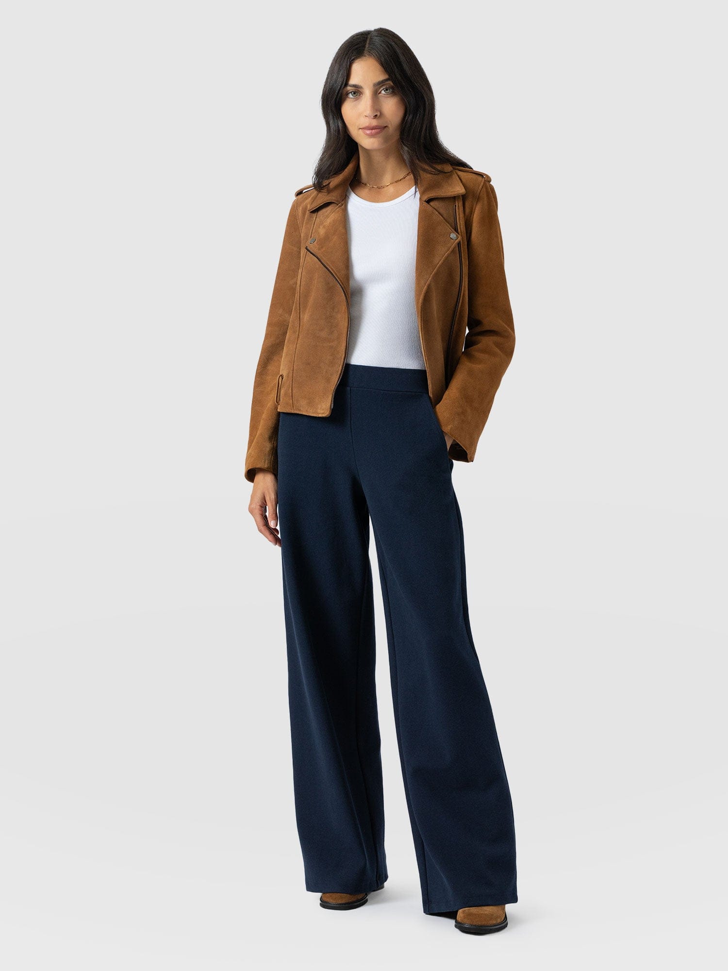 Keller Wide Leg Pant - Navy Twill-Regular - Women's Trouserss | Saint + Sofia® UK