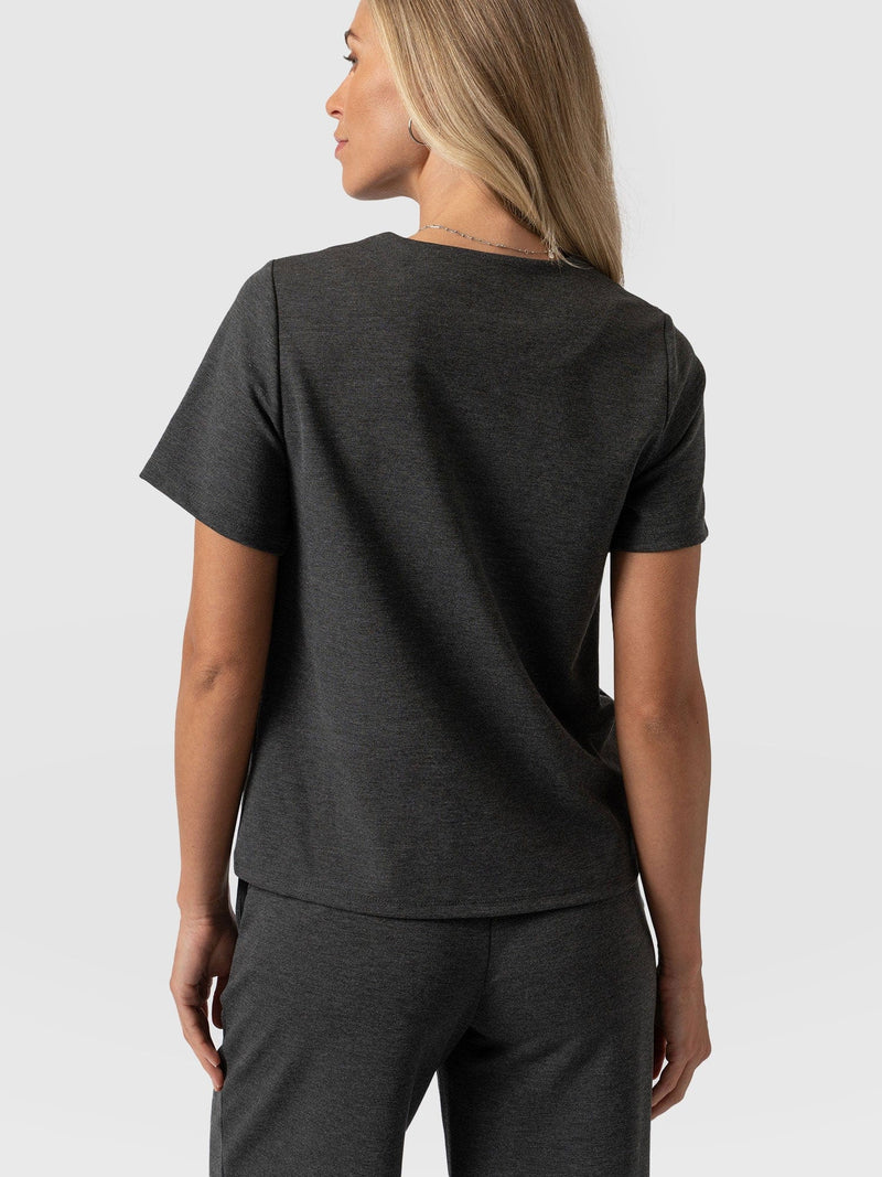 Keller Zip Up Tee - Charcoal