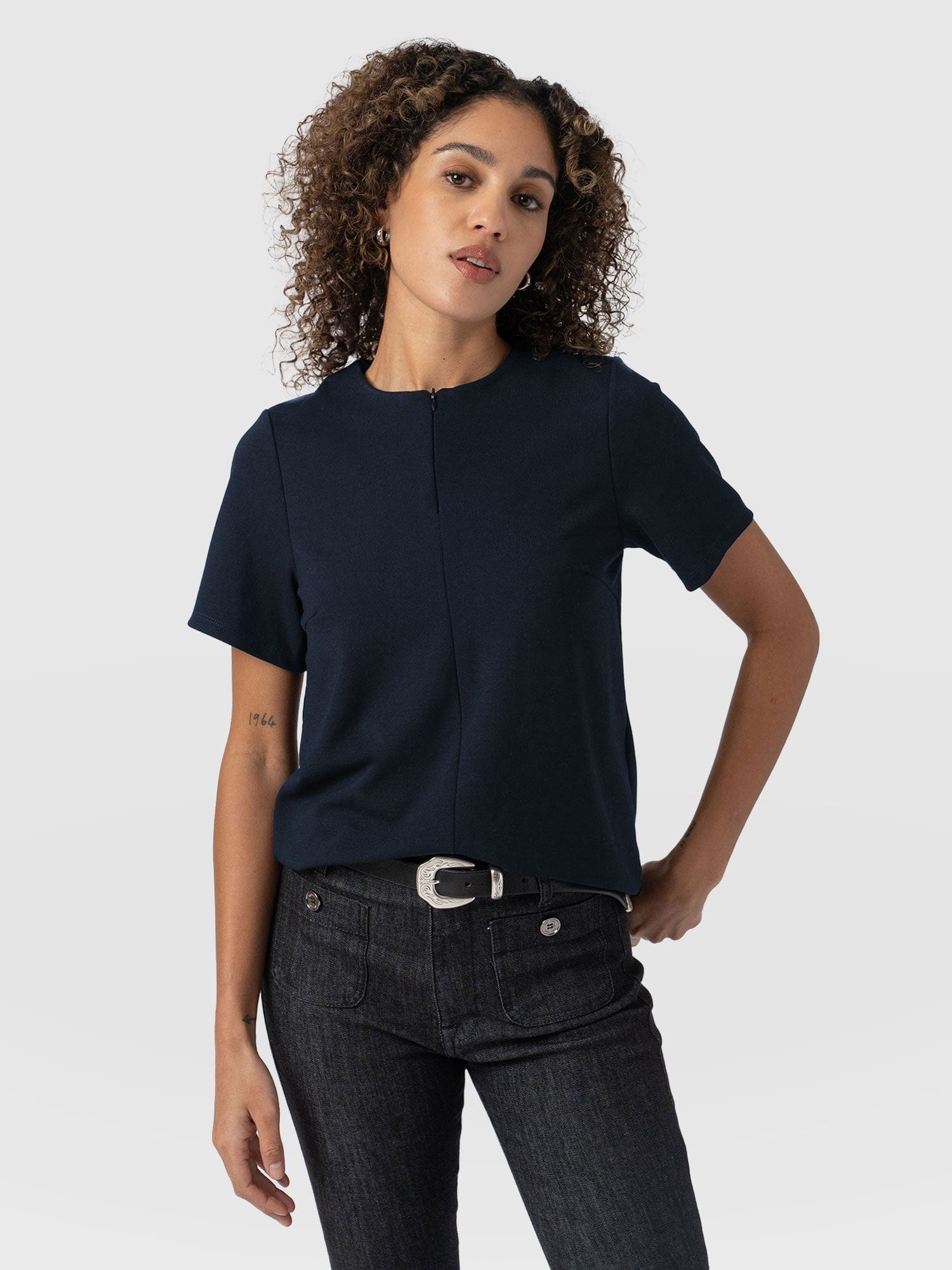 Keller Zip Up Tee - Navy