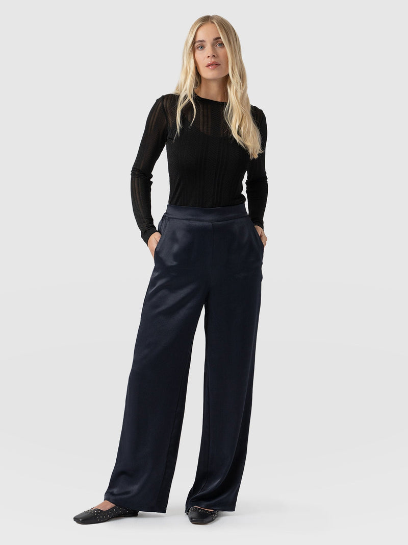 Langley Wide Leg Pant - Navy