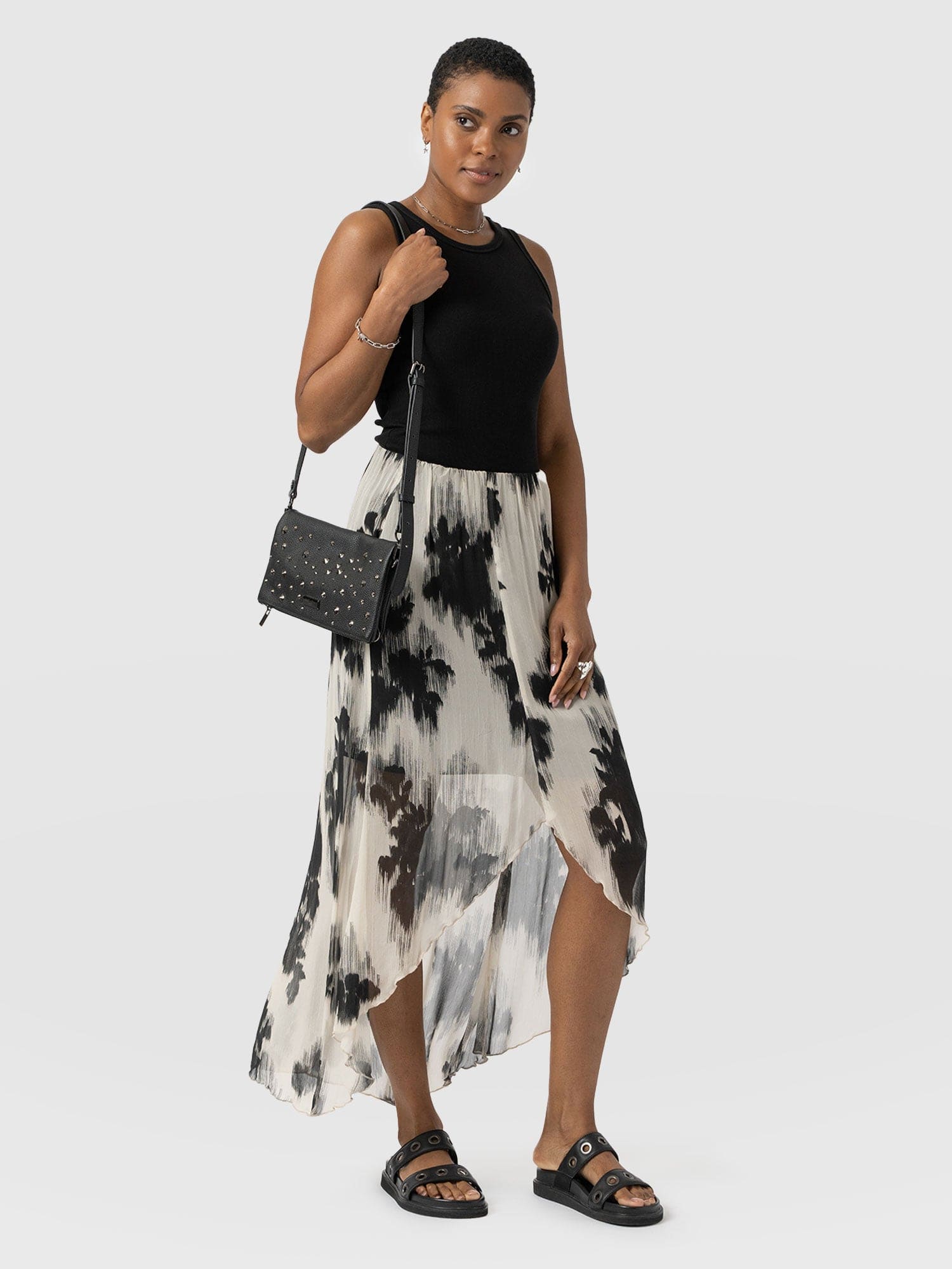 Lexi High Low Skirt - White Fade Floral - Women's Skirts | Saint + Sofia® UK
