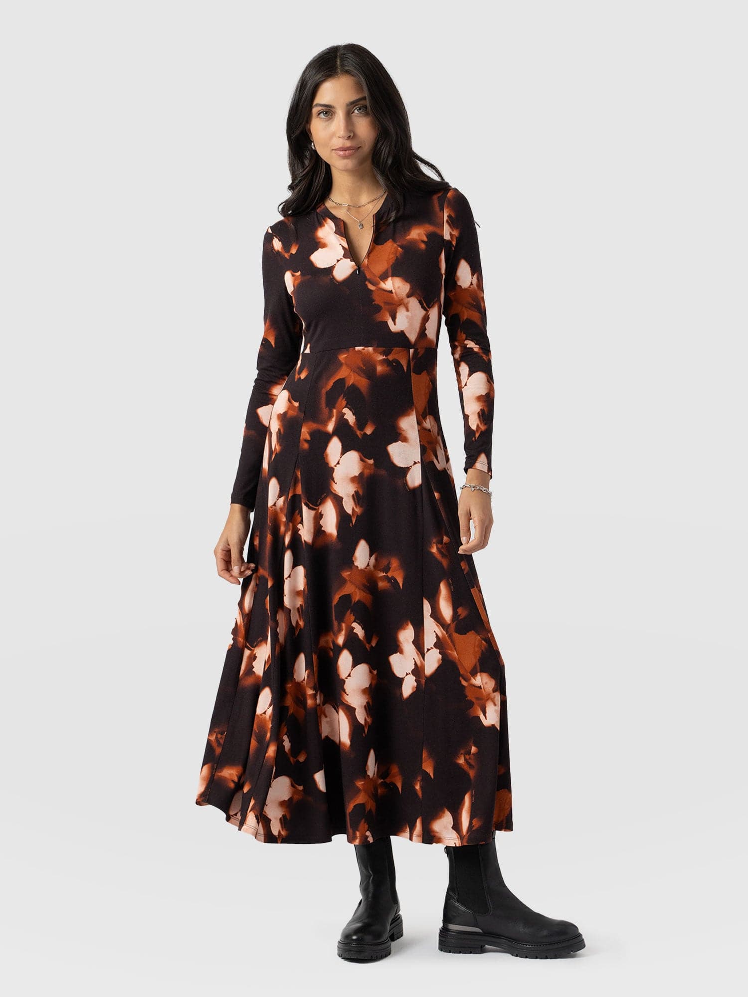 Macie Zip Up Dress Orange Aurora - Women's Dresses | Saint + Sofia® UK