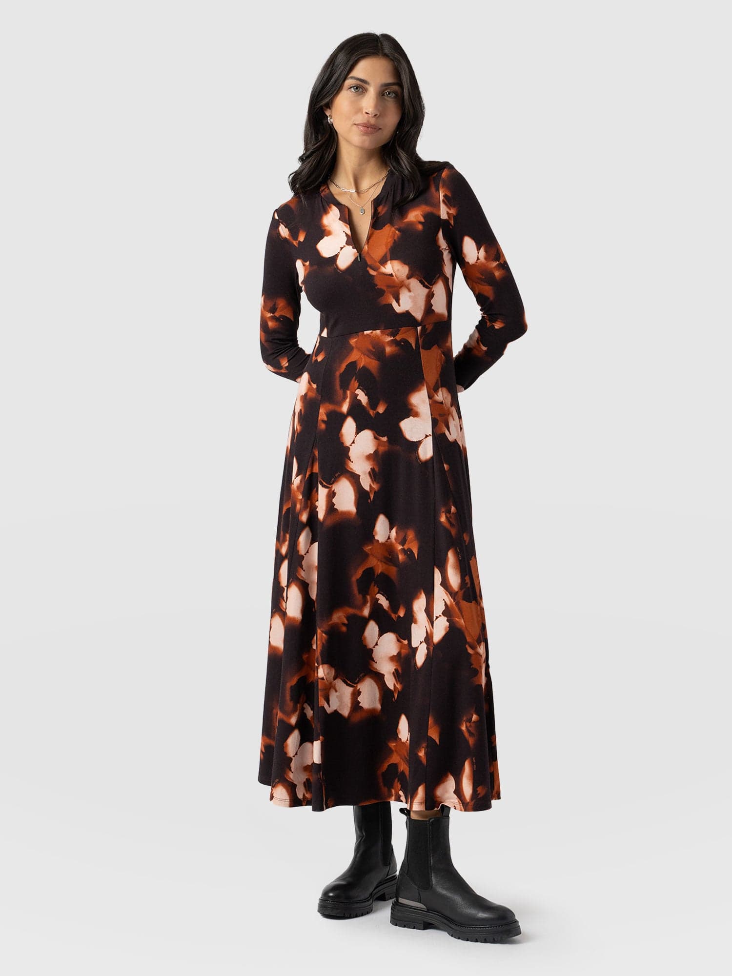 Macie Zip Up Dress Orange Aurora - Women's Dresses | Saint + Sofia® UK