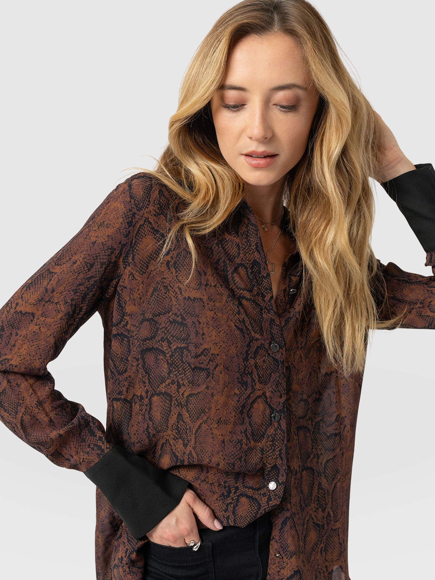 Madison Shirt Brown Snake - Women's Shirts | Saint + Sofia® UK