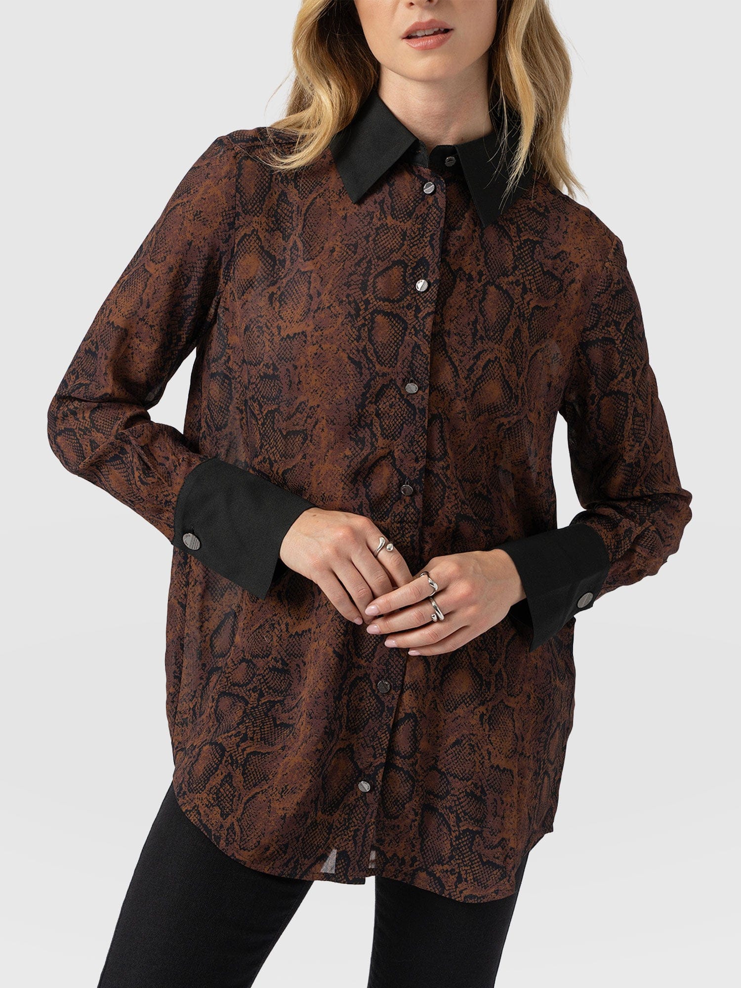 Madison Shirt Brown Snake - Women's Shirts | Saint + Sofia® UK