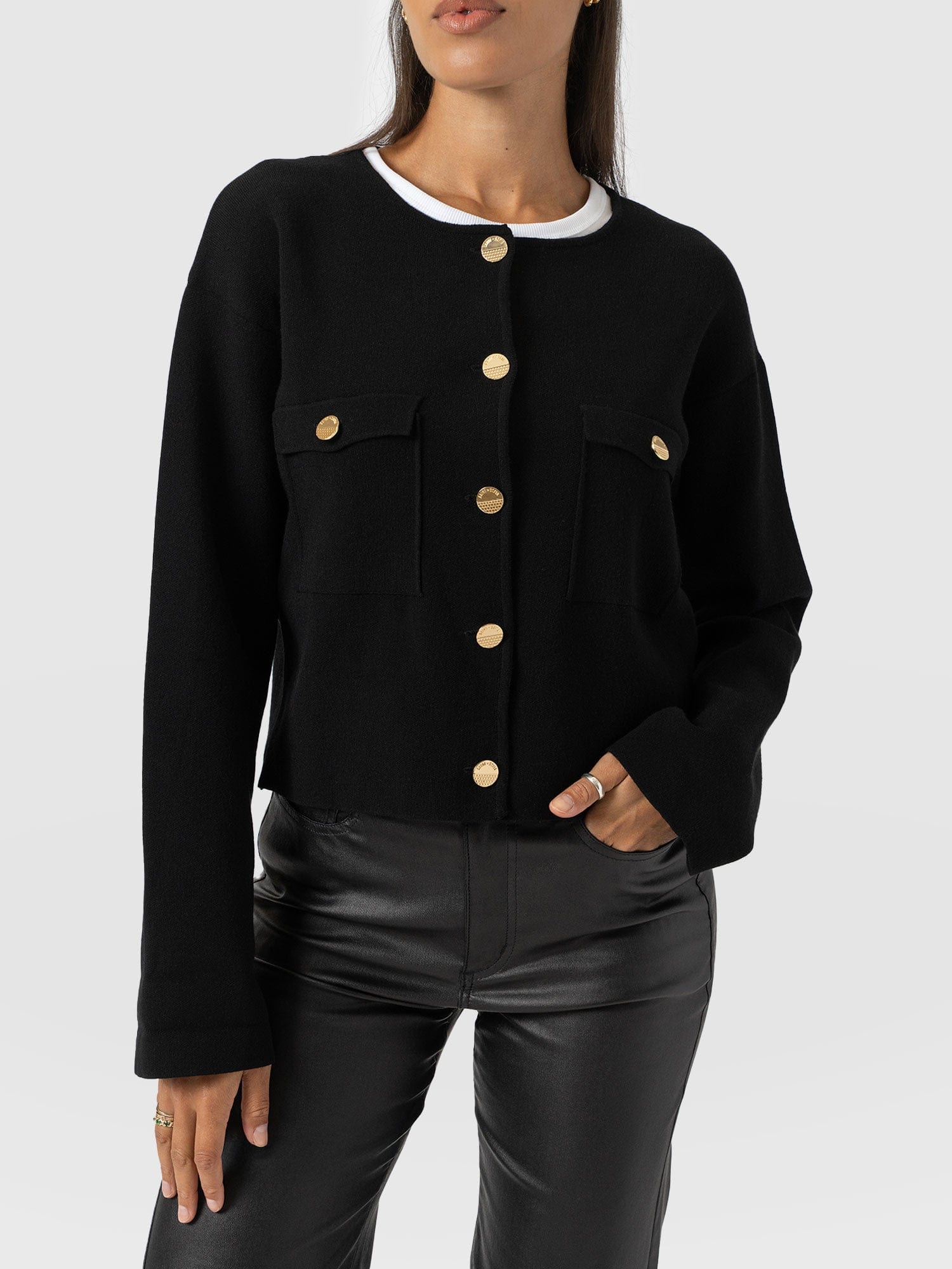 Maeva Knit Jacket - Black - Women's Jackets | Saint + Sofia® UK