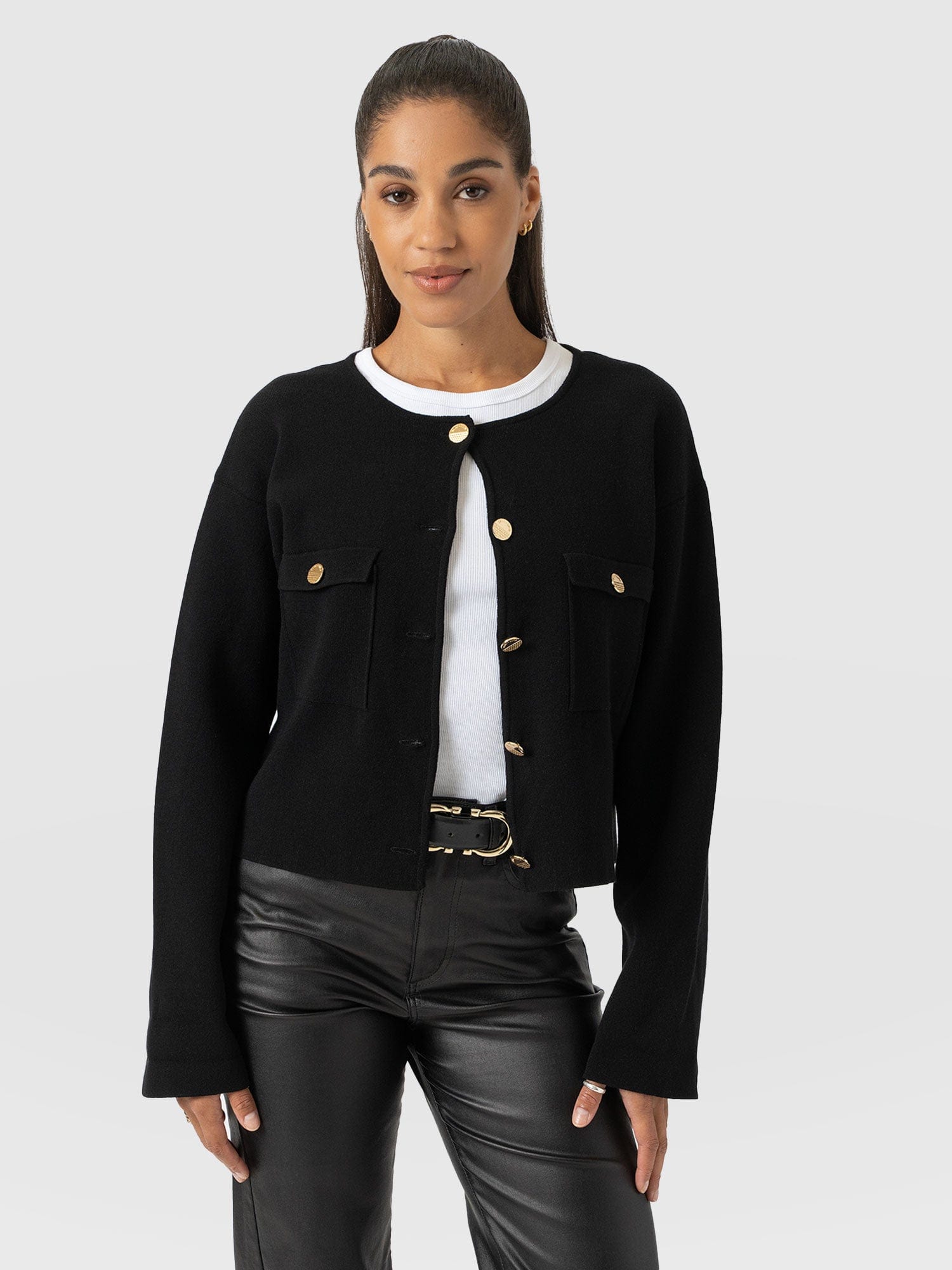 Maeva Knit Jacket - Black - Women's Jackets | Saint + Sofia® UK