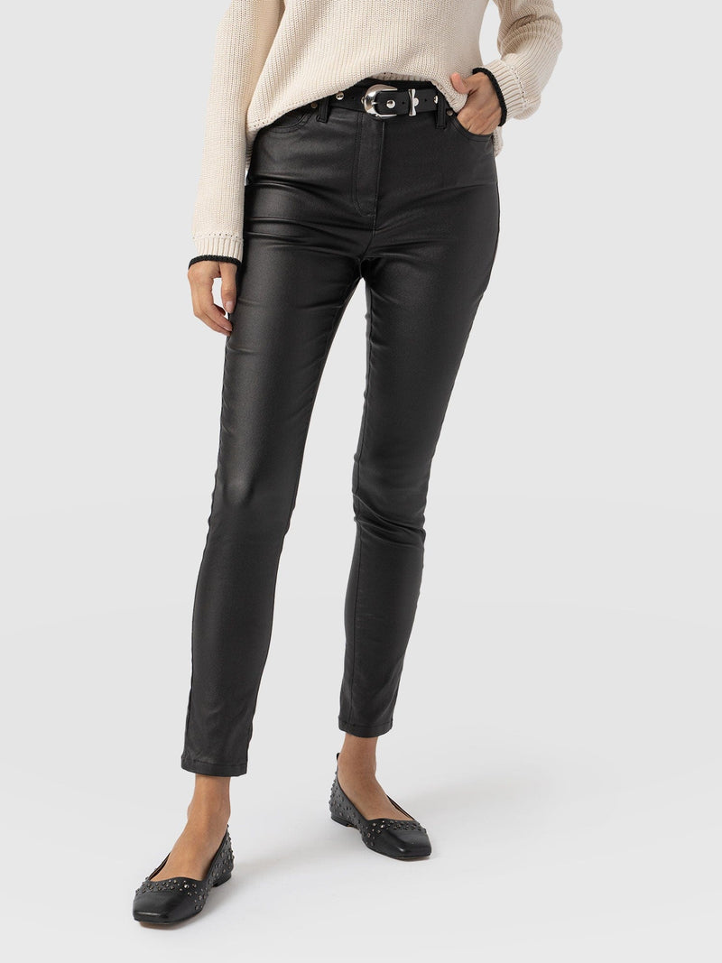 Maeva Skinny Pant - Black Coated