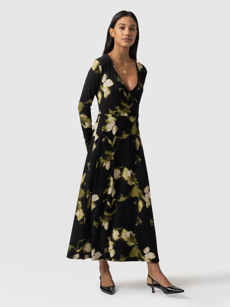 Maggie Wrap Dress - Green Aurora