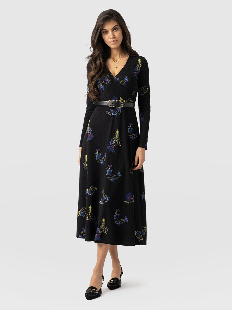 Maggie Wrap Midi Dress - Blue Lily Gardens