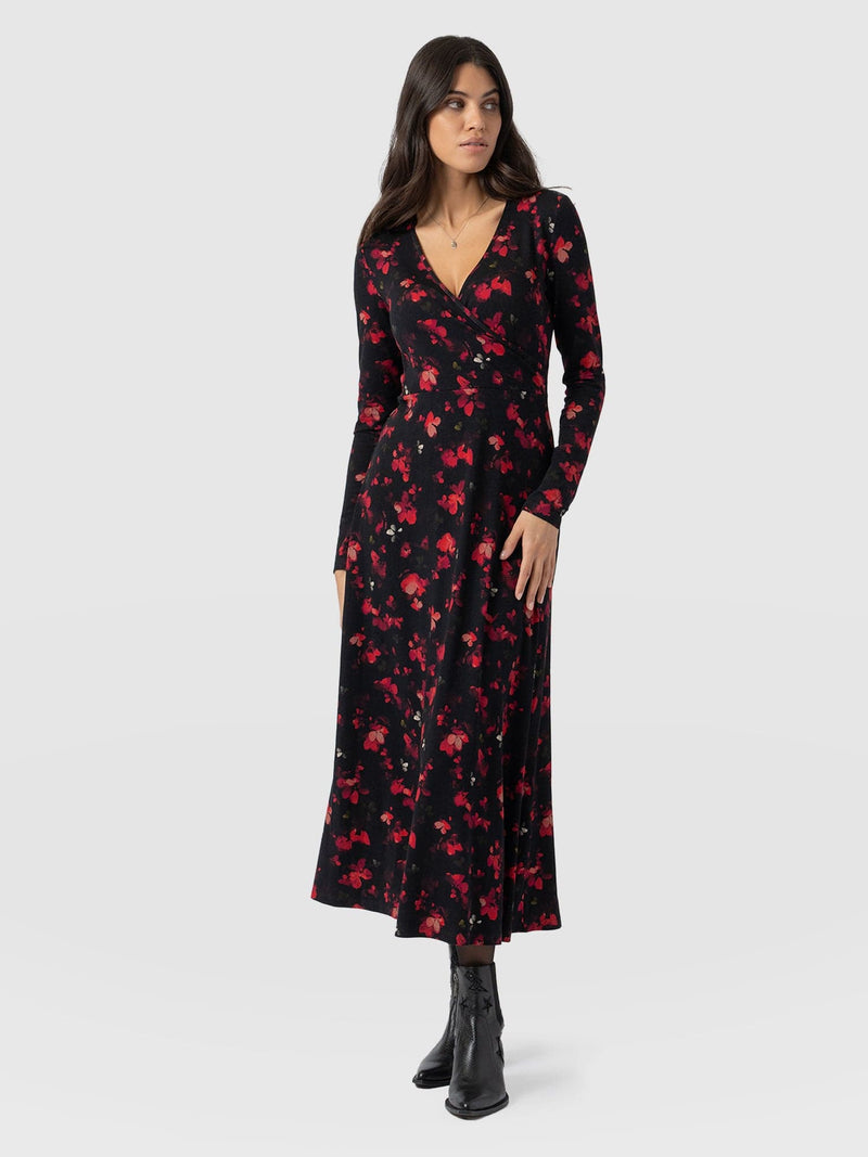 Maggie Wrap Midi Dress - Pink Aurora