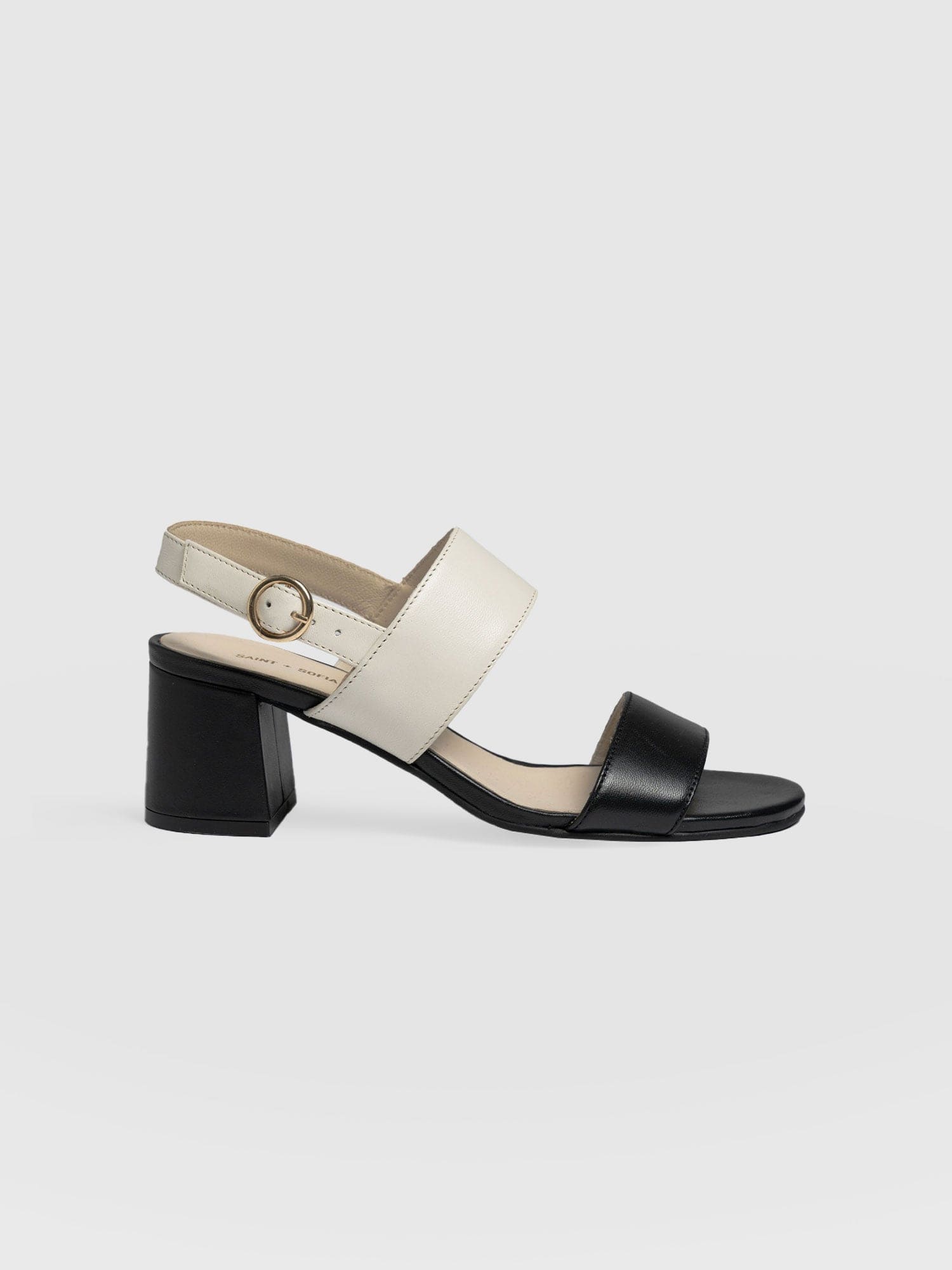 Maida Block Heeled Sandal - Cream & Black