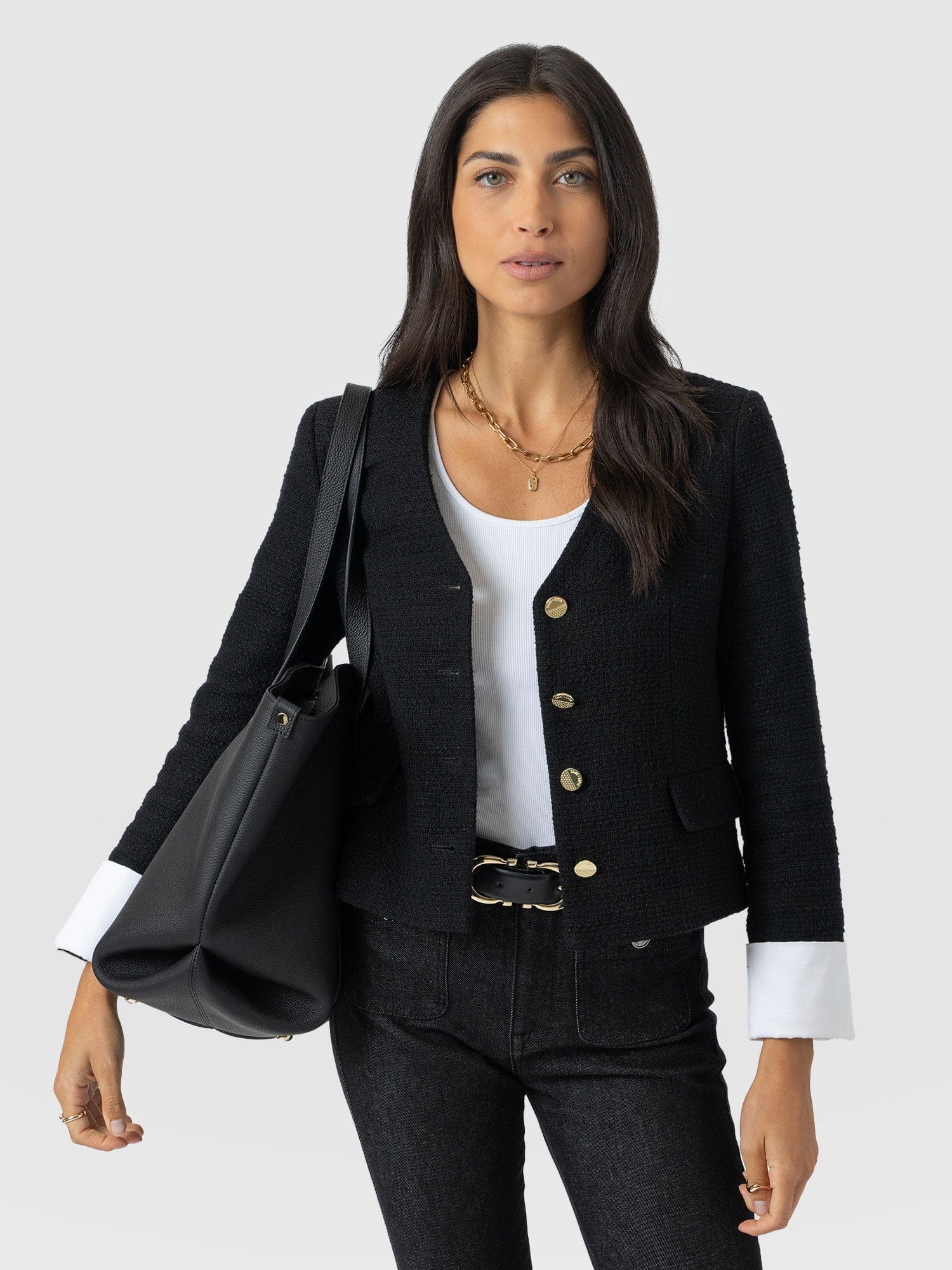 Margot V Neck Jacket - Black - Women's Jackets | Saint + Sofia? UK
