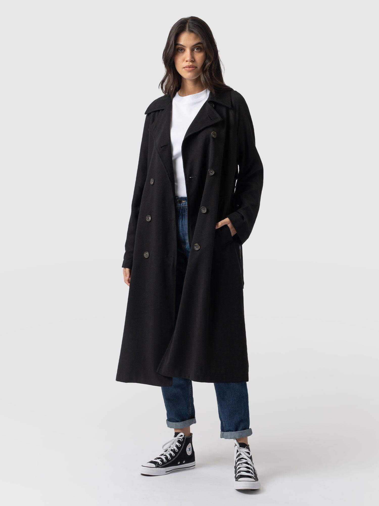 Marion Double Breasted Trench - Black