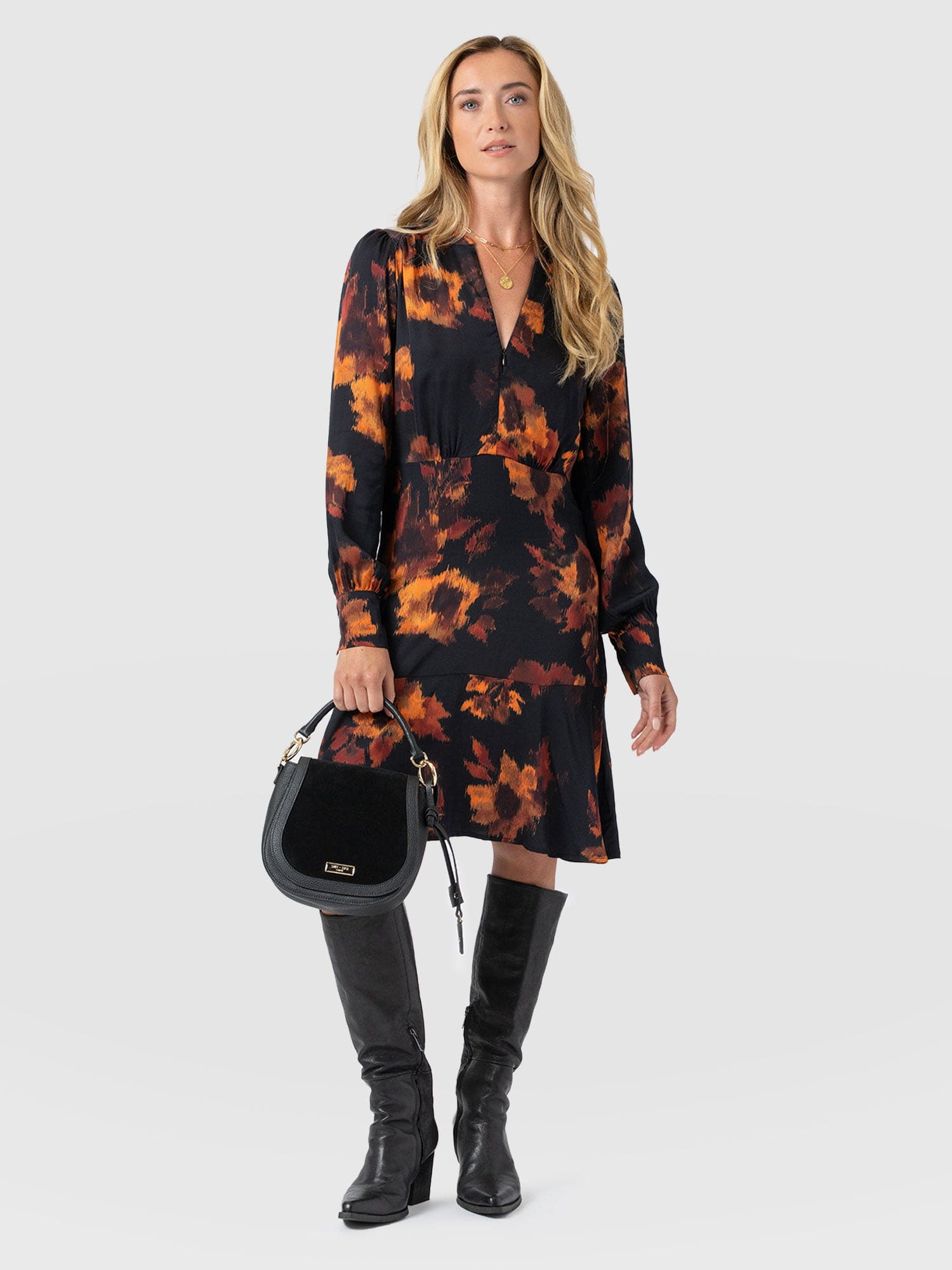 Mini Adaline Zip Up Dress - Autumn Floral - Women's Dresses | Saint + Sofia® UK