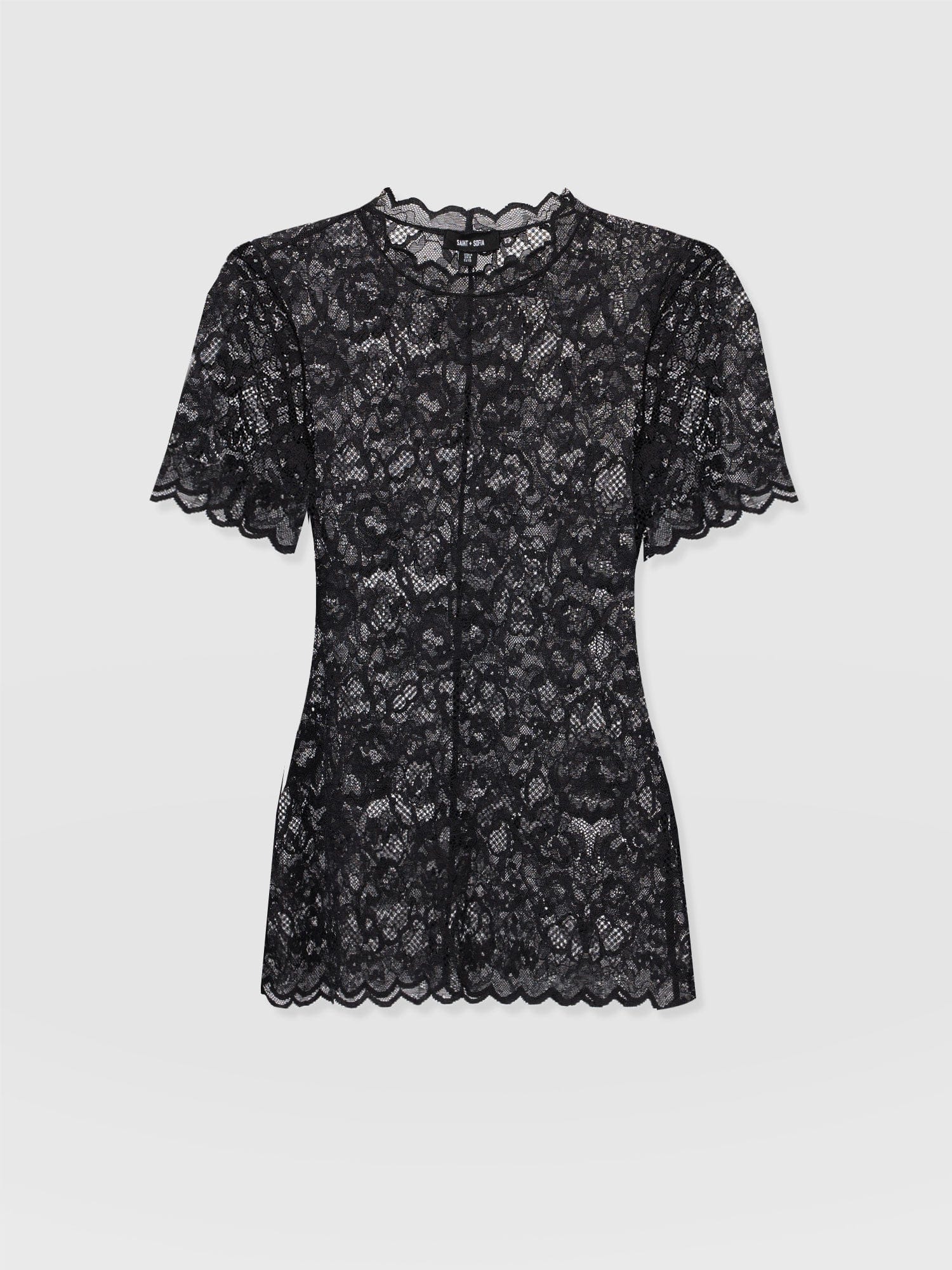 Miranda Lace Short Sleeve Tee - Black