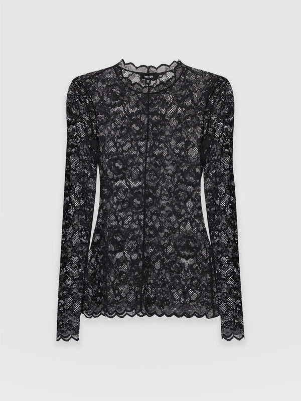 Miranda Lace Tee - Black