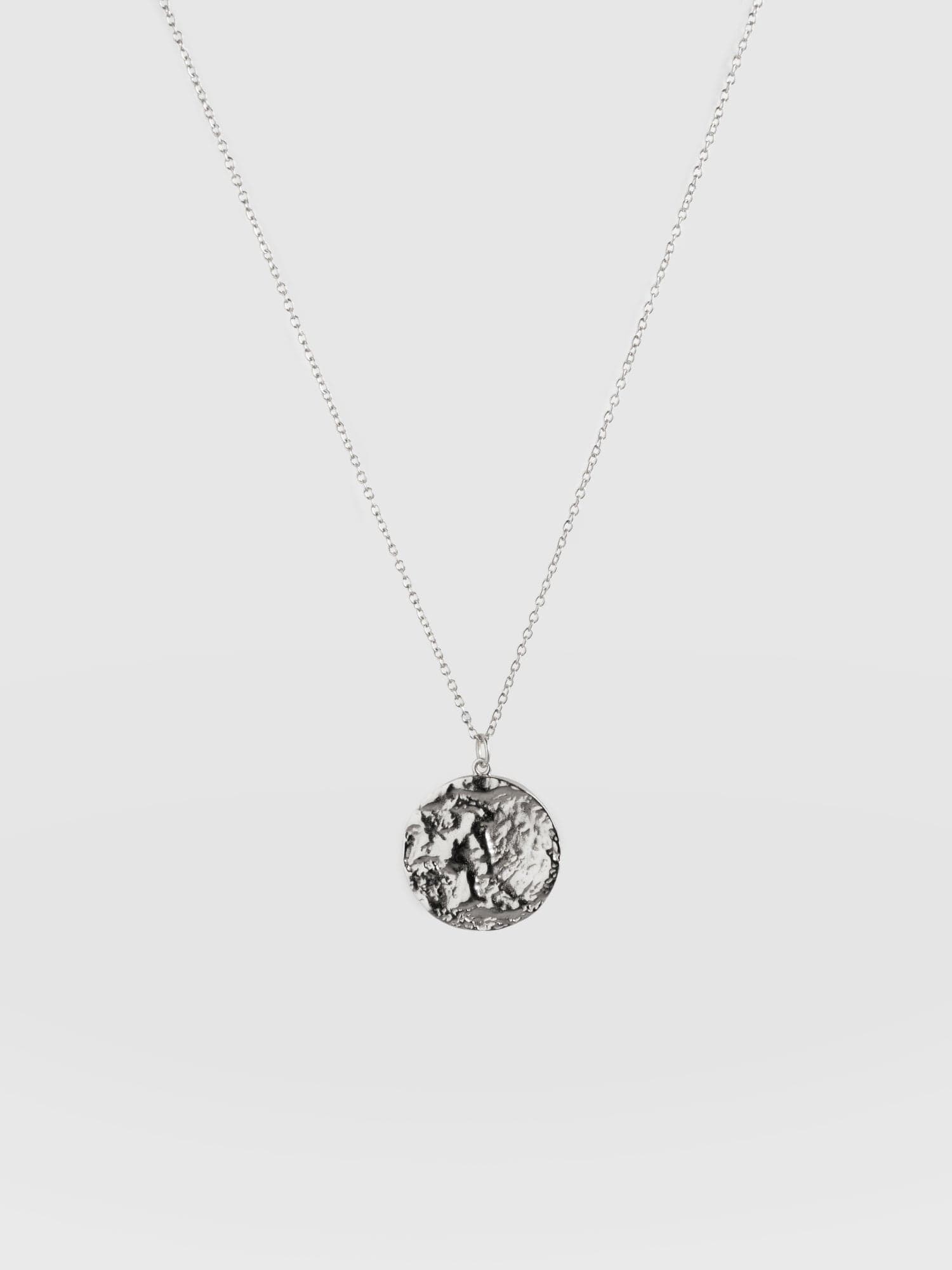 Molten Disc Charm Necklace - Silver