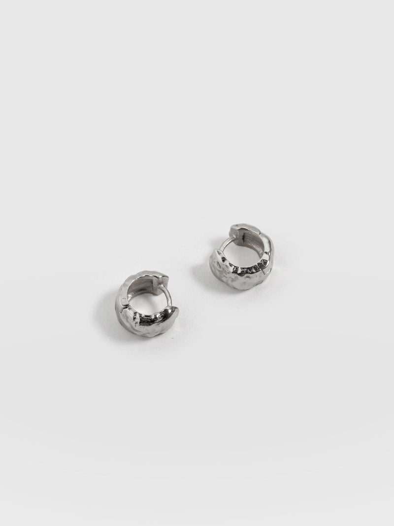 Molten Huggie Earrings - Silver