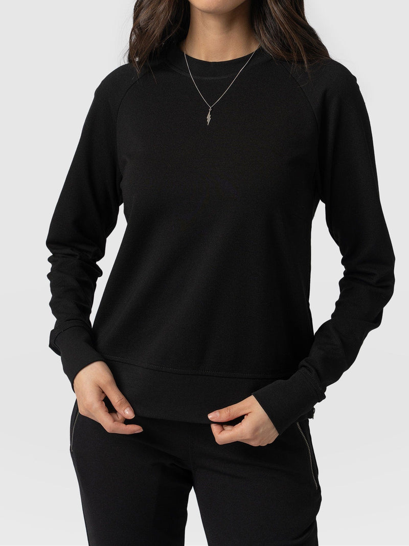 Morgan Zip Sweater - Black/Beige