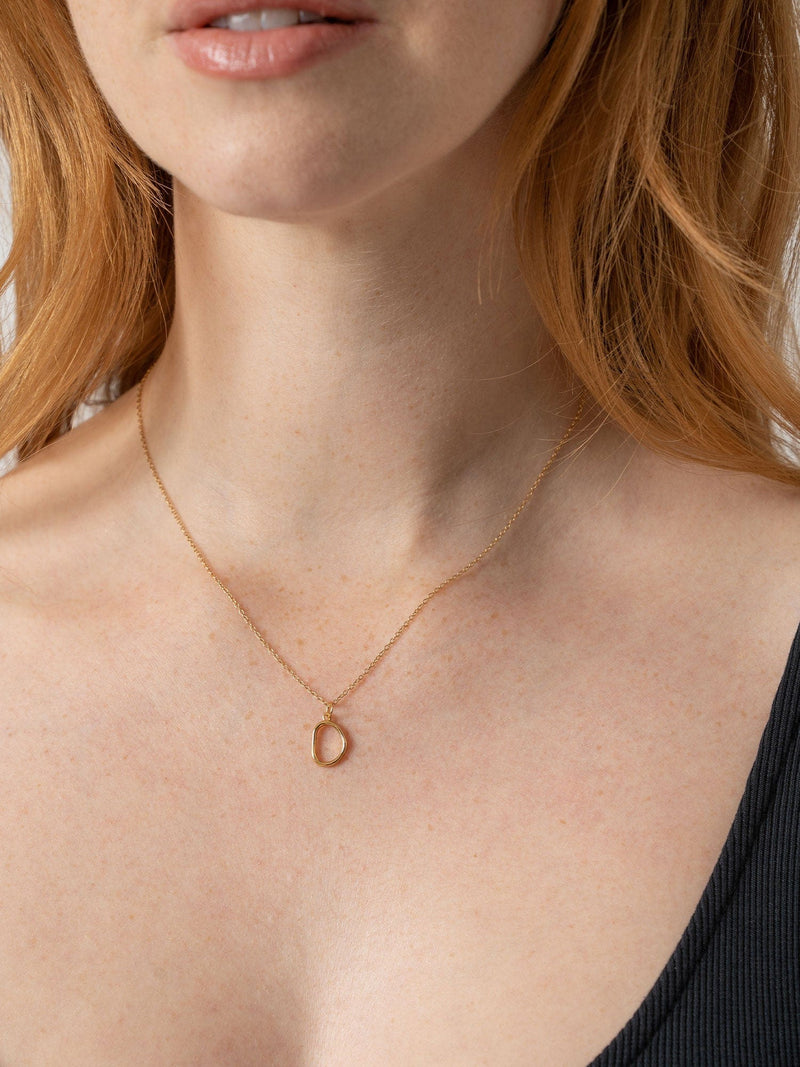 Organic Open Oval Charm Necklace - Gold