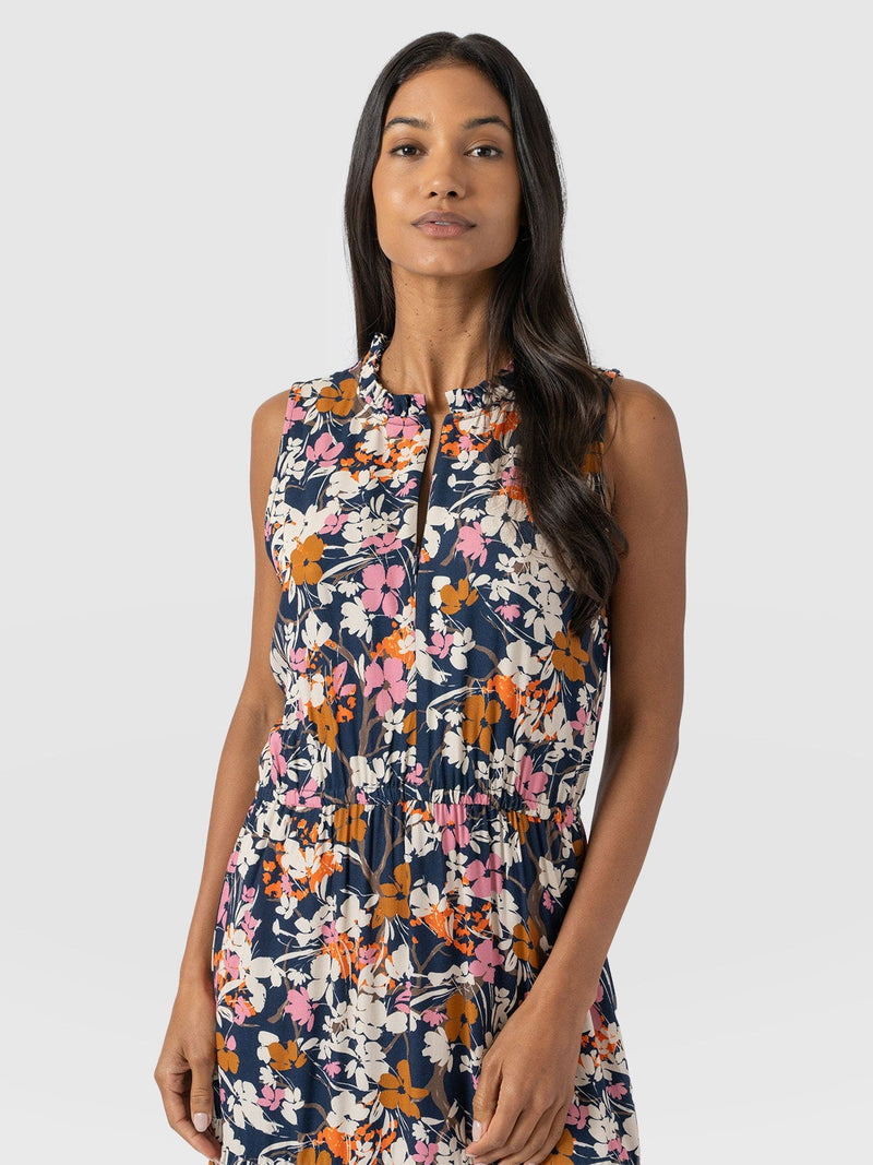 Orla Dress - Navy Cream Floral