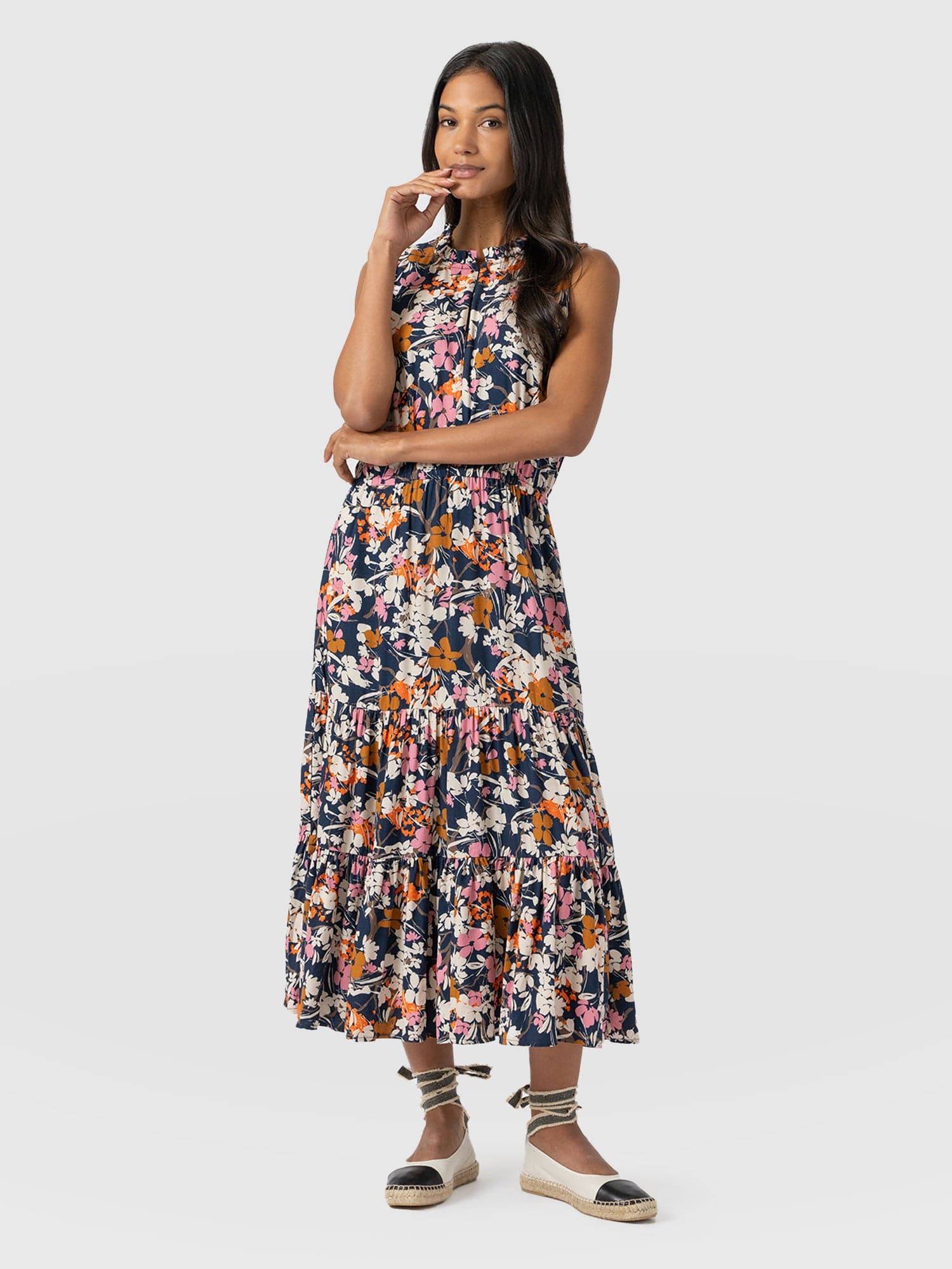 Orla Dress - Navy Cream Floral