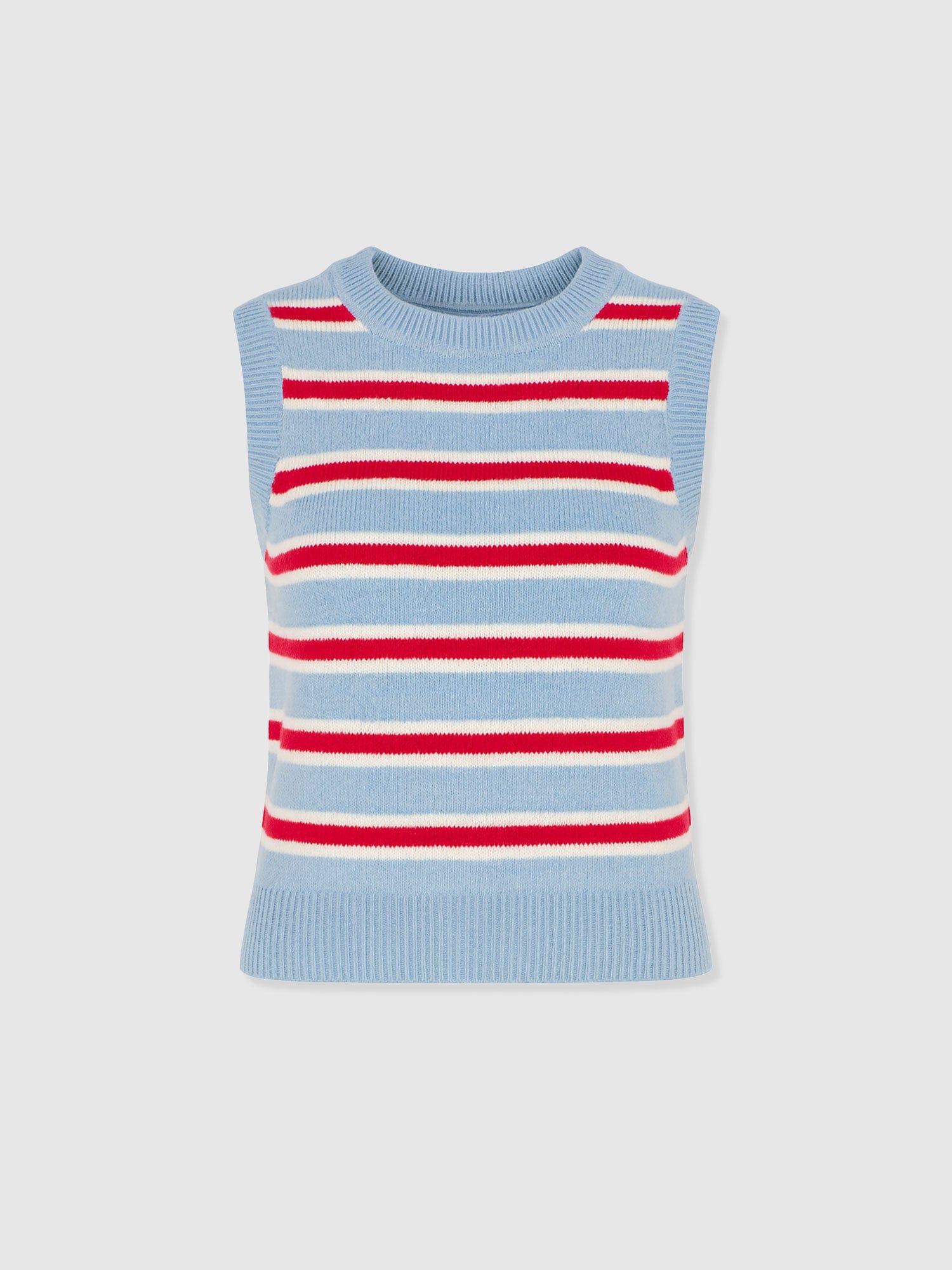 Oxford Cashmere Sleeveless Knit - Blue Stripe - Women's Jumpers | Saint + Sofia® UK