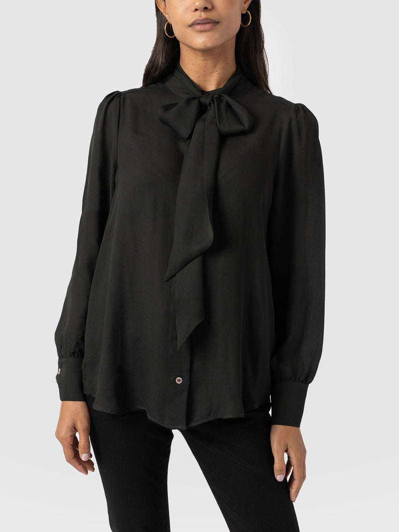 Paxton Pussybow Blouse - Black