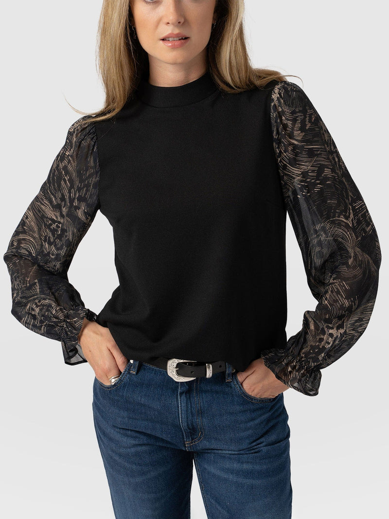 Penny Puff Sleeve Long Sleeve Top - Spot Feather