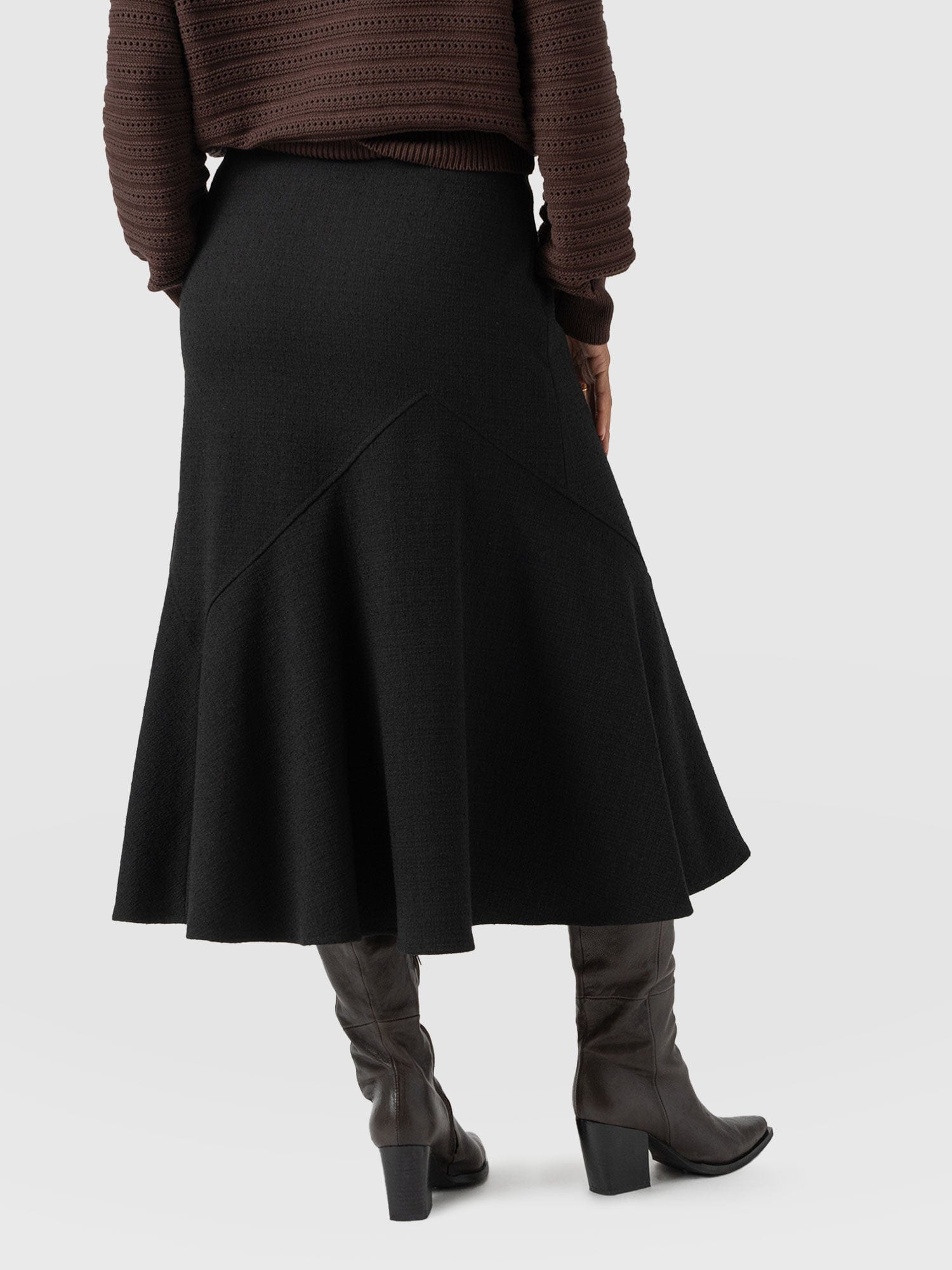 Piper Panelled Skirt  - Black Boucle - Women's Skirts | Saint + Sofia® UK