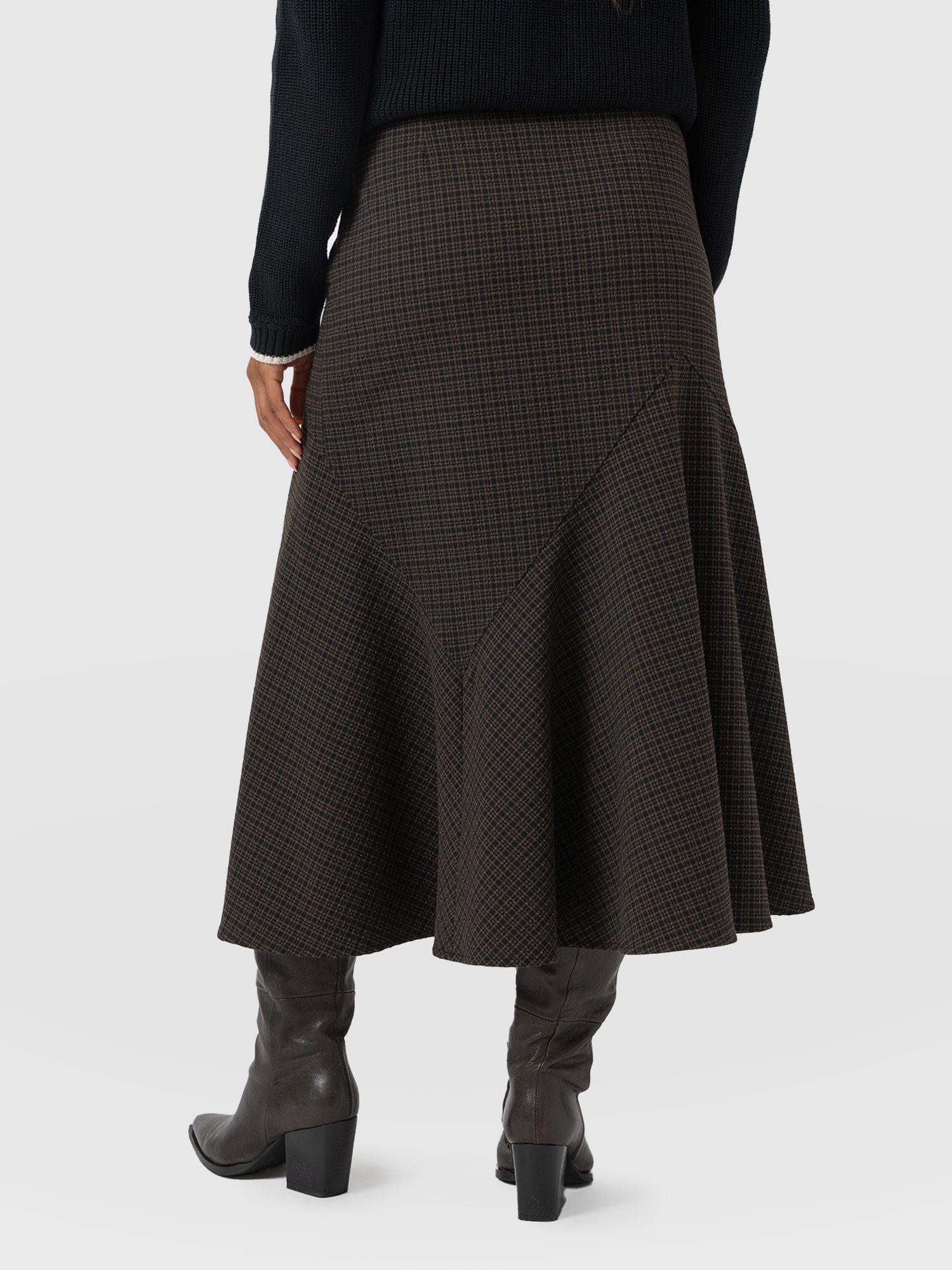 Piper Panelled Skirt - Brown Check - Women's Skirts | Saint + Sofia® UK